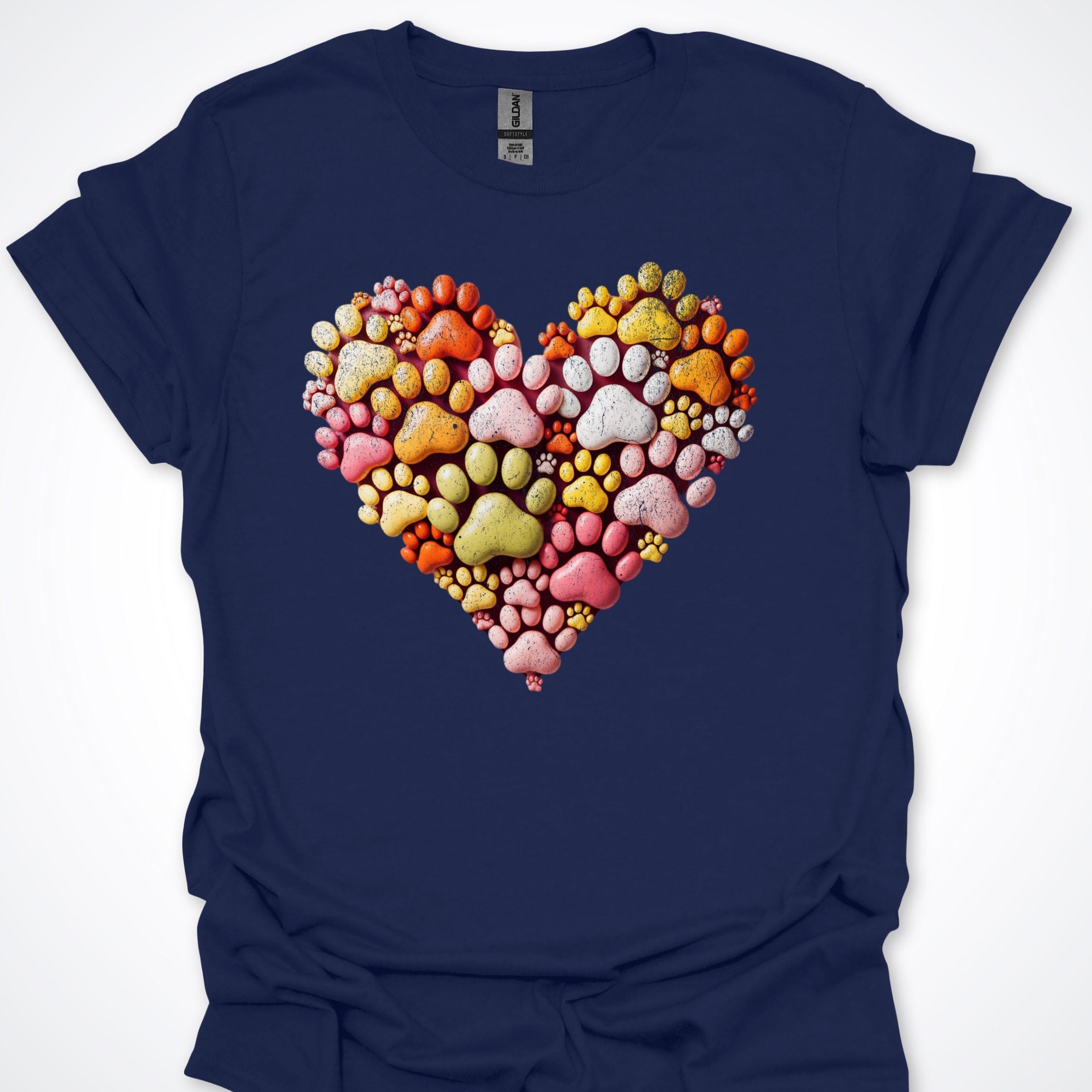 T-Shirt Navy / S Heart of Paws 3D T-Shirt ReallyintoDogs
