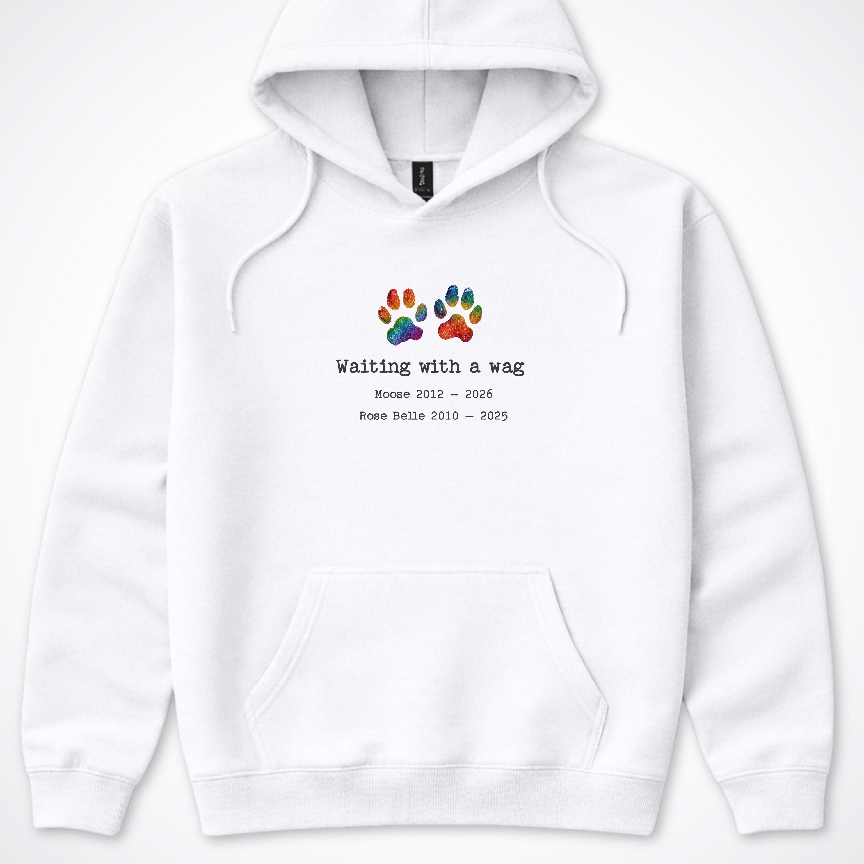 Waiting With A Wag 2 Dogs - Personalized Memorial Hooded Sweatshirt