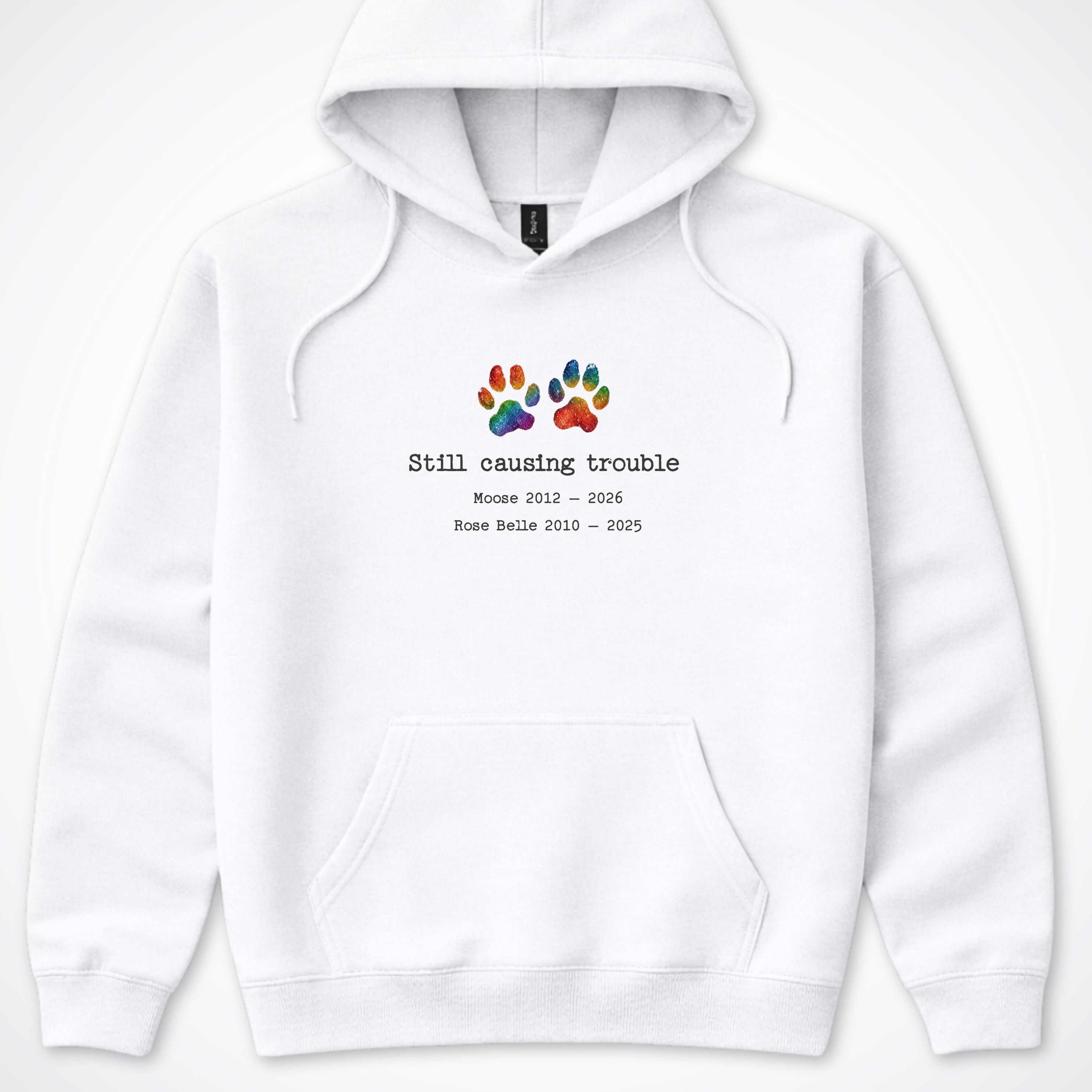 Still Causing Trouble 2 Dogs - Personalized Memorial Hooded Sweatshirt