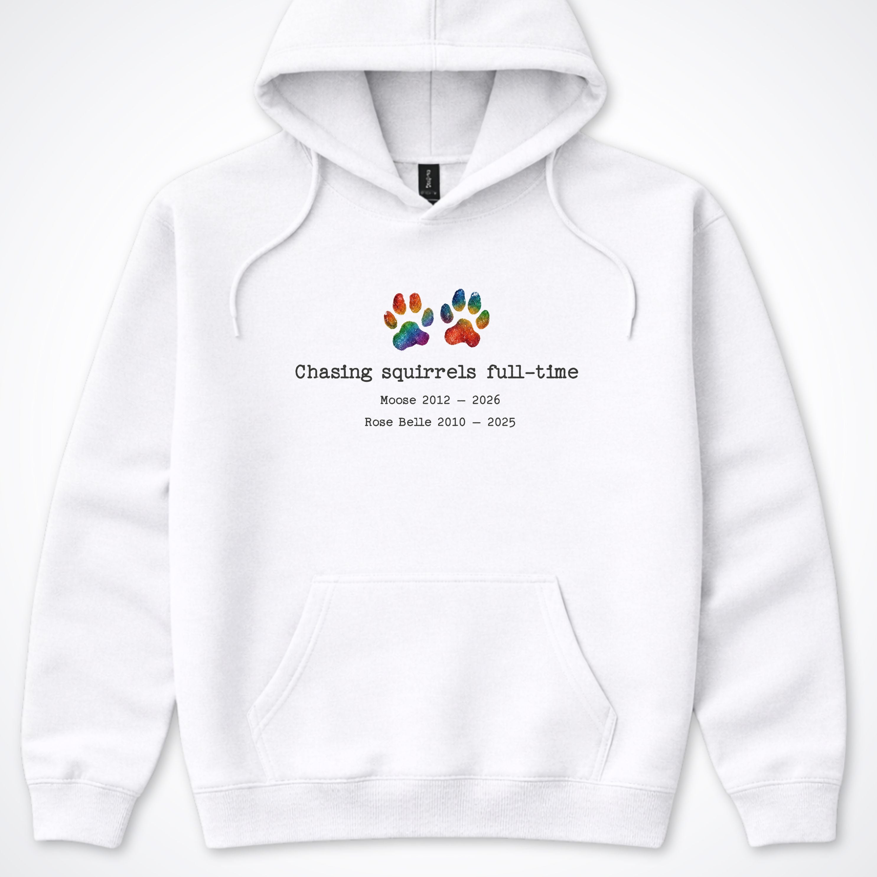 Chasing Squirrels Full Time 2 Dogs - Personalized Memorial Hooded Sweatshirt