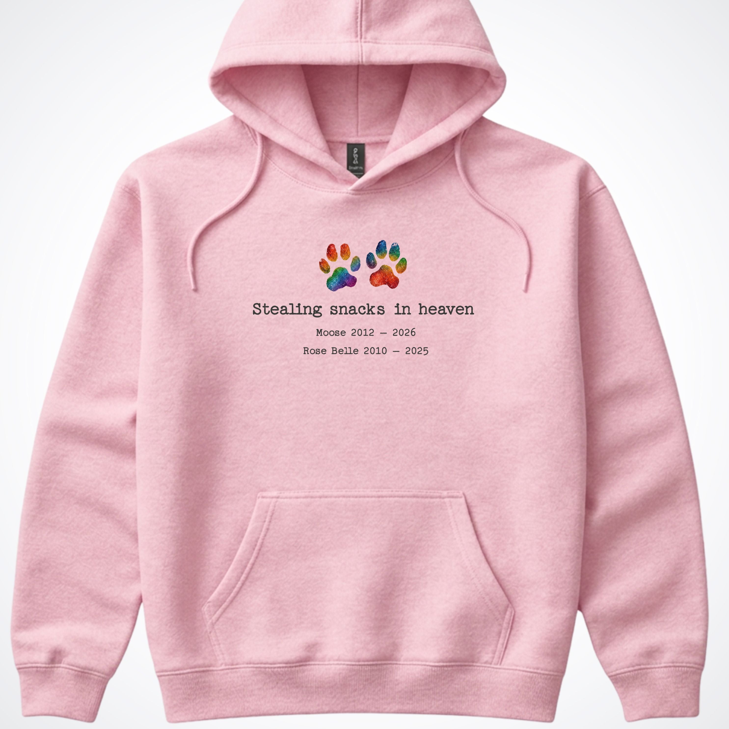 Stealing Snacks In Heaven 2 Dogs - Personalized Memorial Hooded Sweatshirt