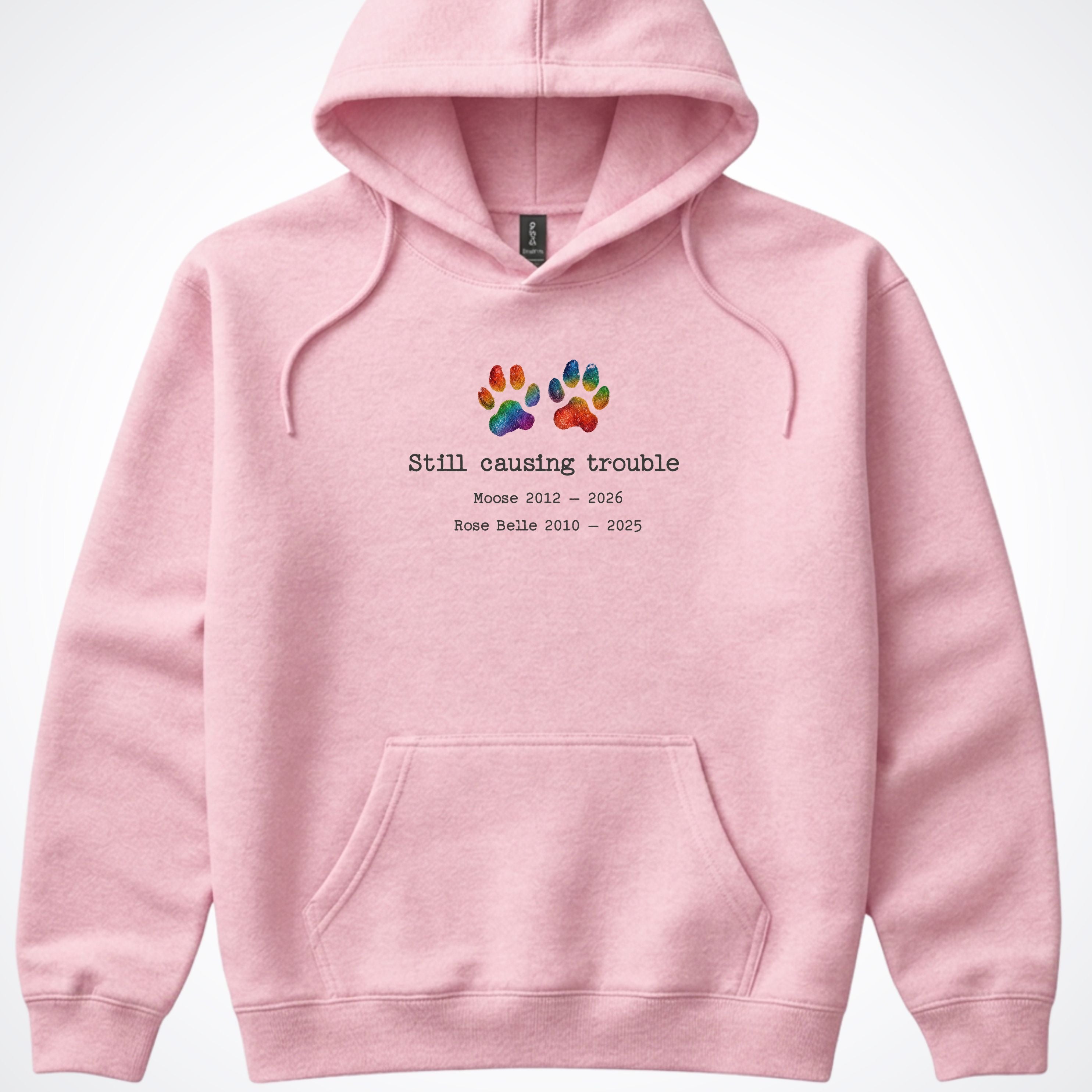 Still Causing Trouble 2 Dogs - Personalized Memorial Hooded Sweatshirt
