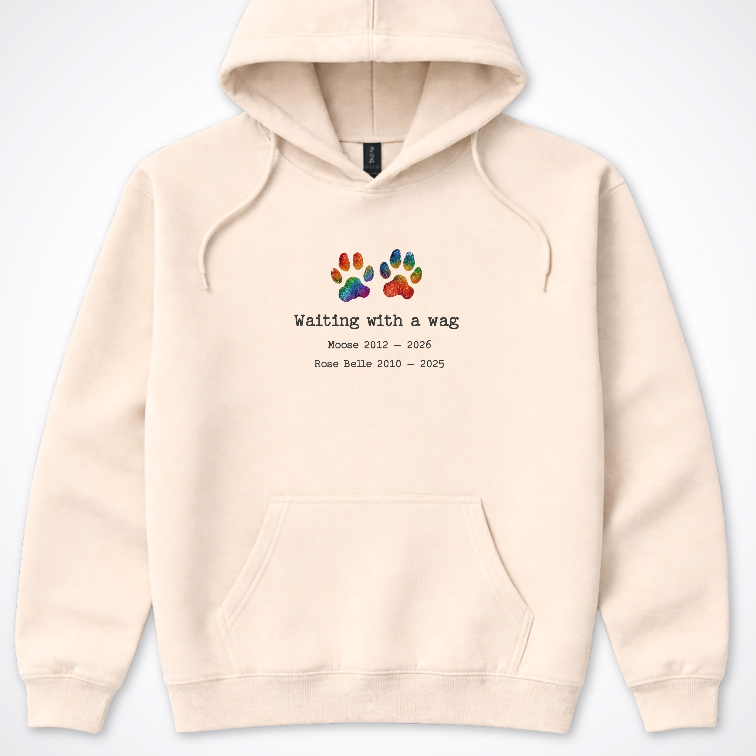 Waiting With A Wag 2 Dogs - Personalized Memorial Hooded Sweatshirt