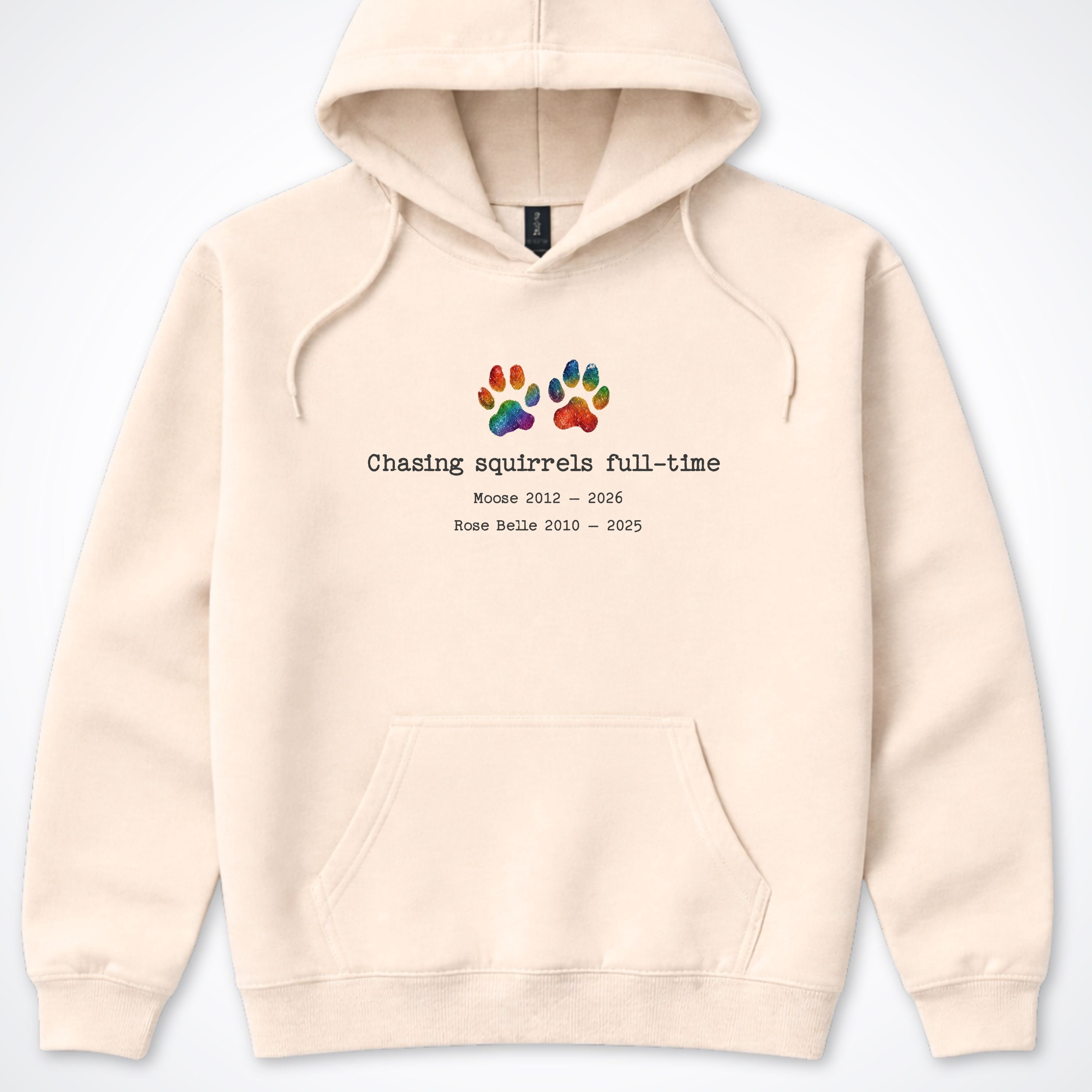 Chasing Squirrels Full Time 2 Dogs - Personalized Memorial Hooded Sweatshirt