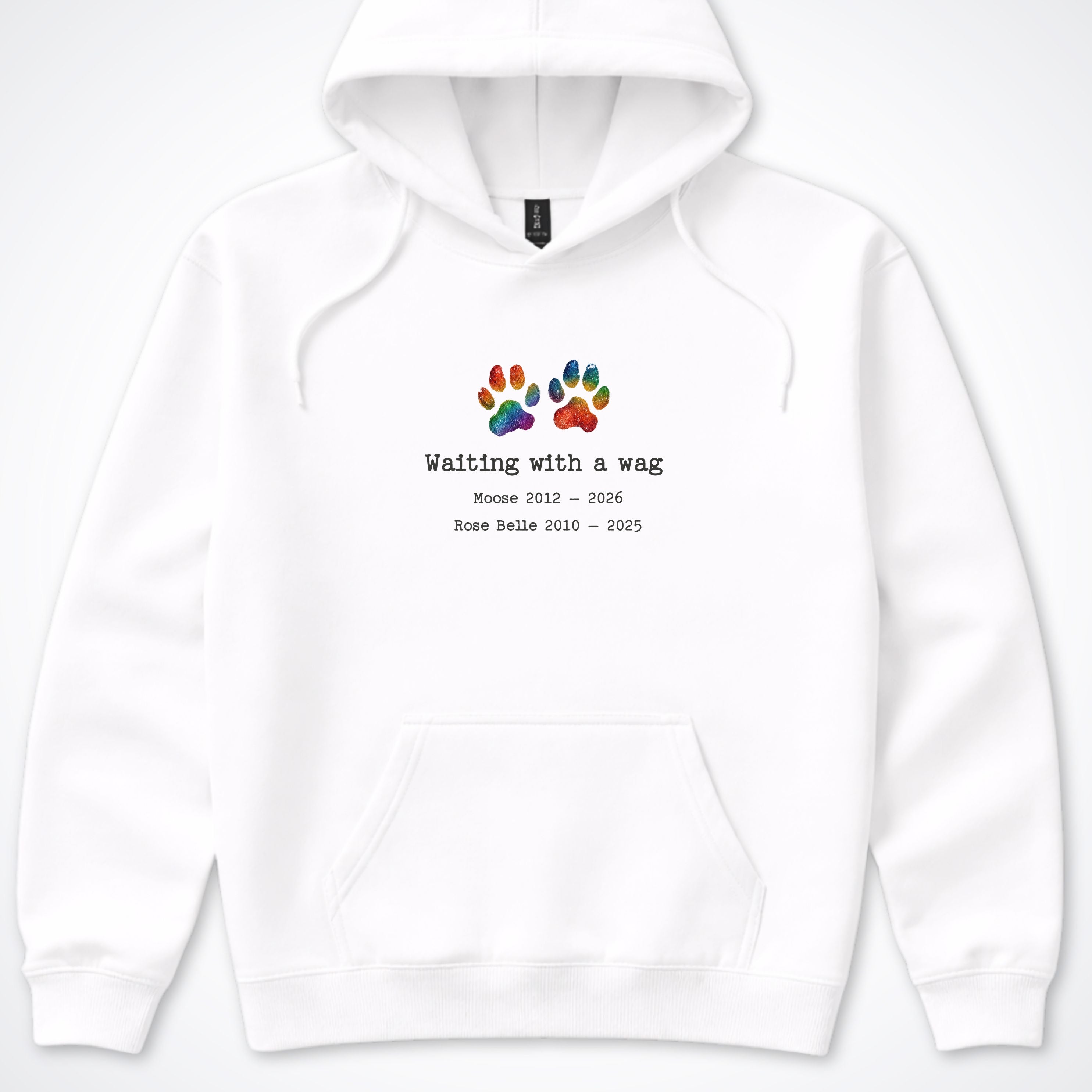 Waiting With A Wag 2 Dogs - Personalized Memorial Hooded Sweatshirt