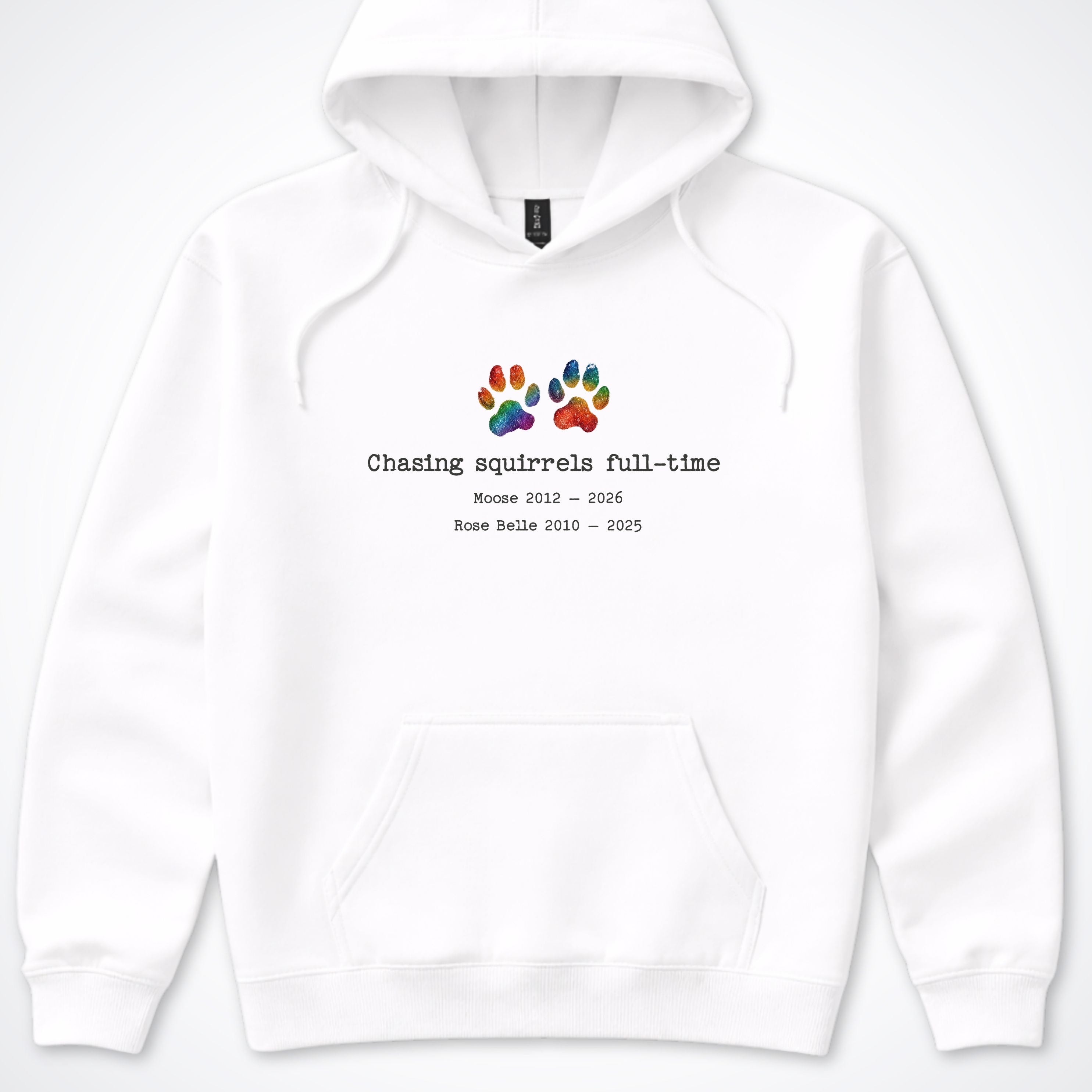 Chasing Squirrels Full Time 2 Dogs - Personalized Memorial Hooded Sweatshirt