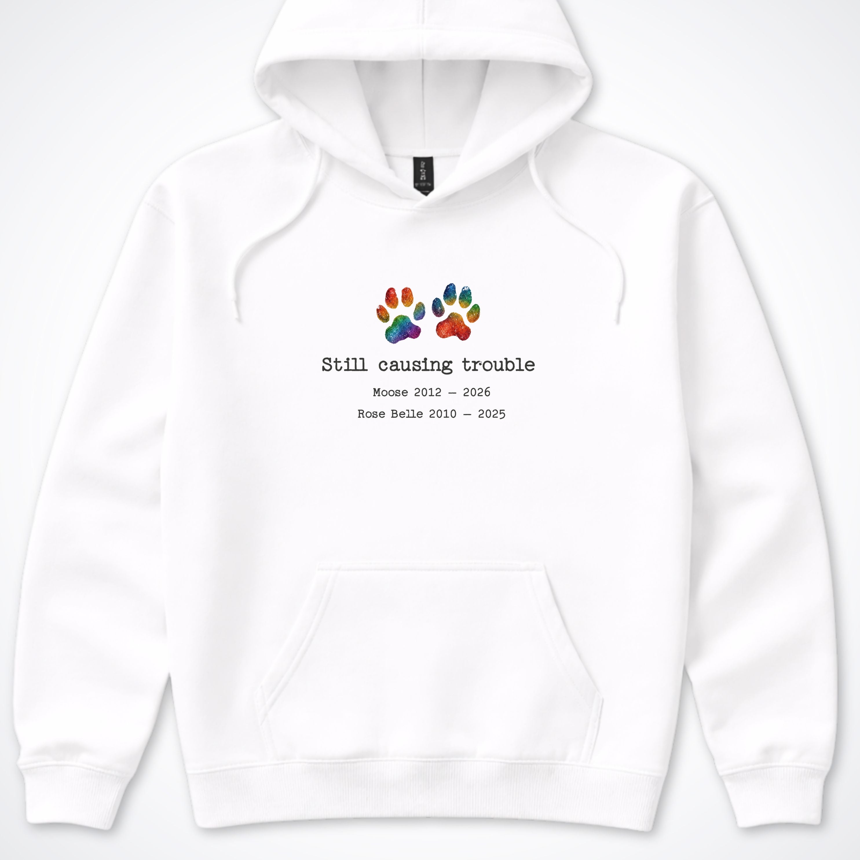 Still Causing Trouble 2 Dogs - Personalized Memorial Hooded Sweatshirt