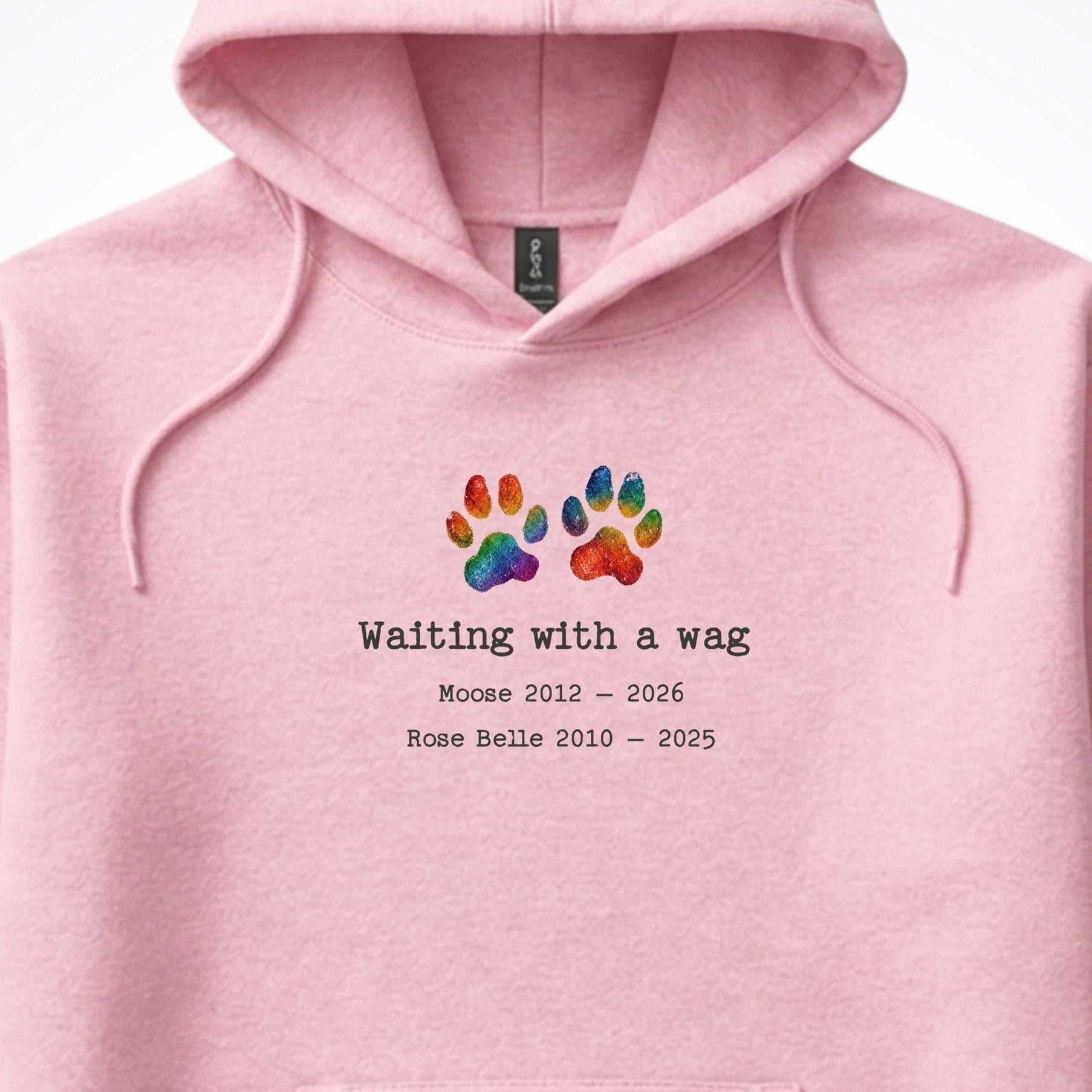 Waiting With A Wag 2 Dogs - Personalized Memorial Hooded Sweatshirt