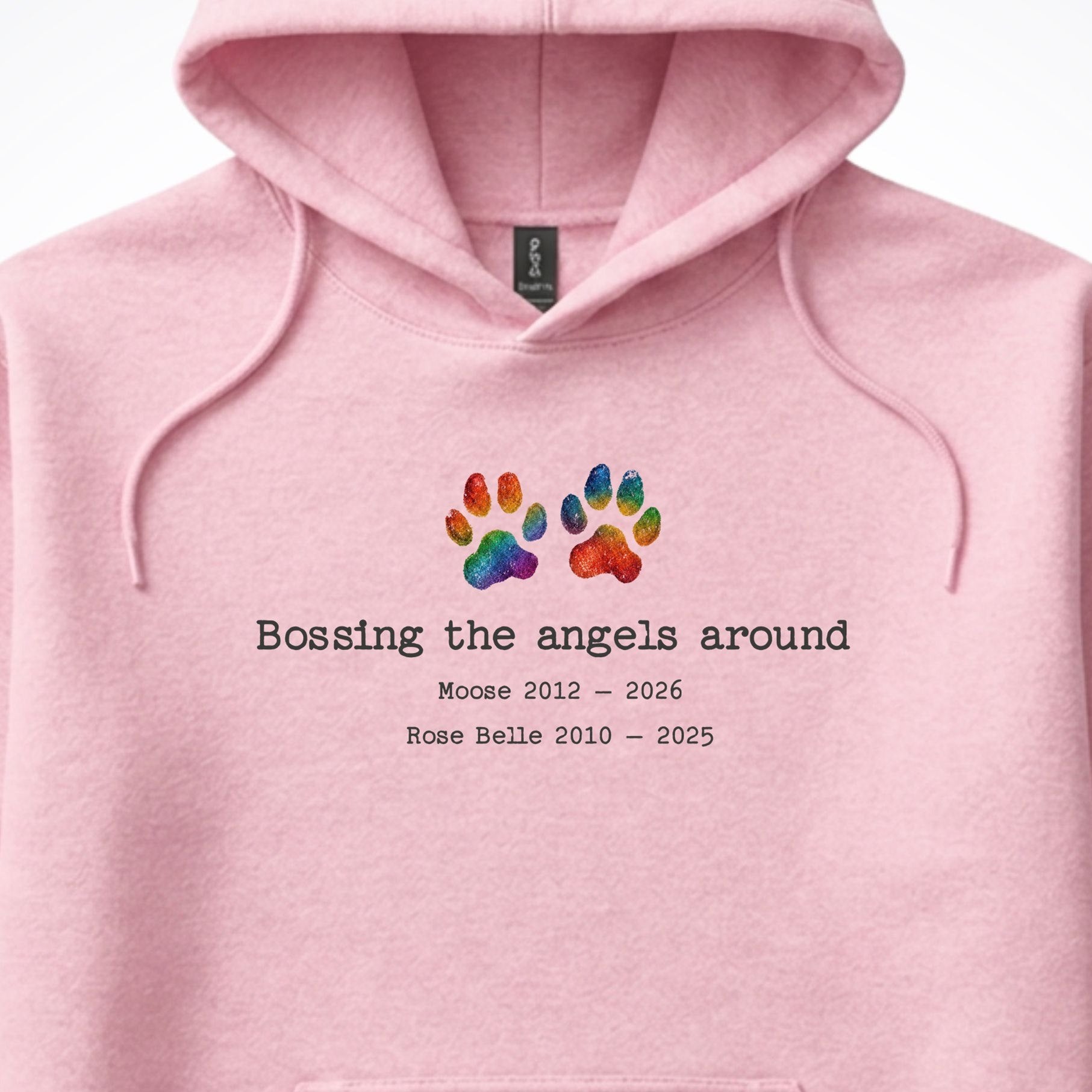 Bossing The Angels Around 2 Dogs - Personalized Memorial Hooded Sweatshirt