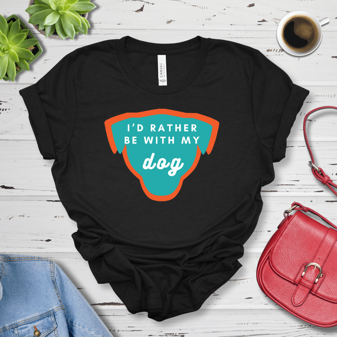 T-Shirt Black Heather / S I'd Rather be with my Dog Premium Unisex Tee - Fun Casual Wear for Dog Lovers --reallyintothat