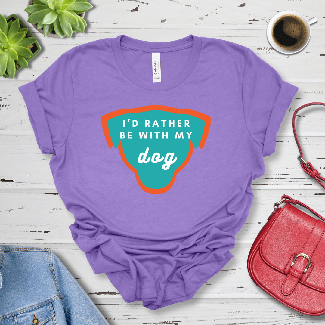 T-Shirt Heather Team Purple / S I'd Rather be with my Dog Premium Unisex Tee - Fun Casual Wear for Dog Lovers --reallyintothat