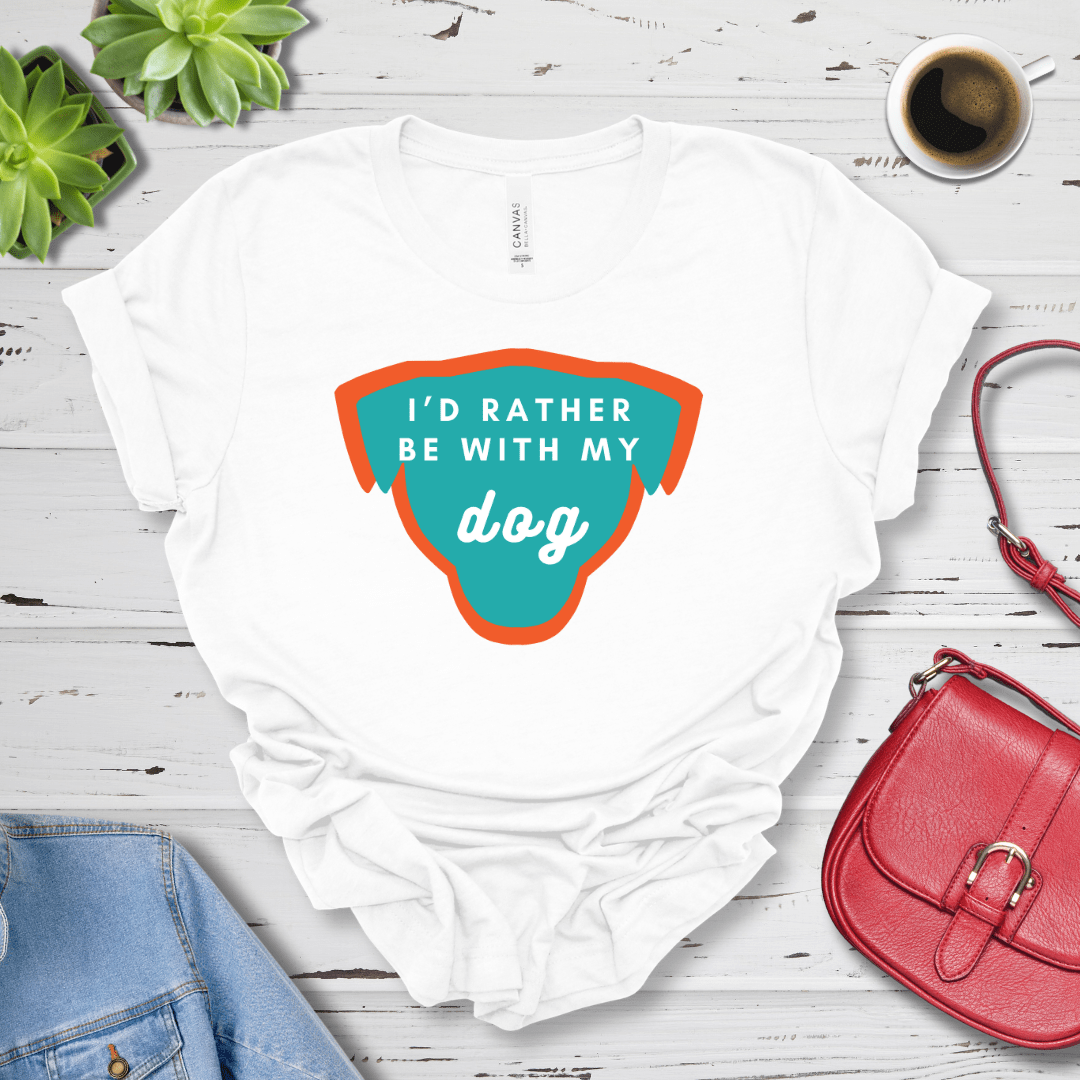 T-Shirt White / S I'd Rather be with my Dog Premium Unisex Tee - Fun Casual Wear for Dog Lovers --reallyintothat