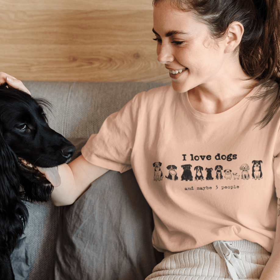 T-Shirt I Love Dogs and maybe 3 People Premium Unisex T-Shirt ReallyintoDogs