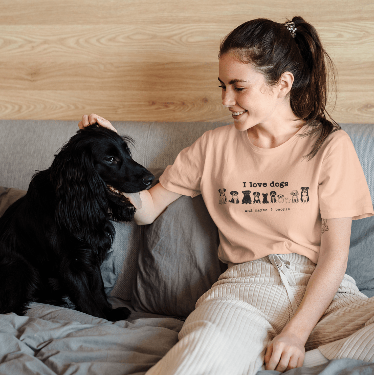 T-Shirt I Love Dogs and maybe 3 People Premium Unisex Tee - Fun Casual Wear for Dog Lovers --reallyintothat