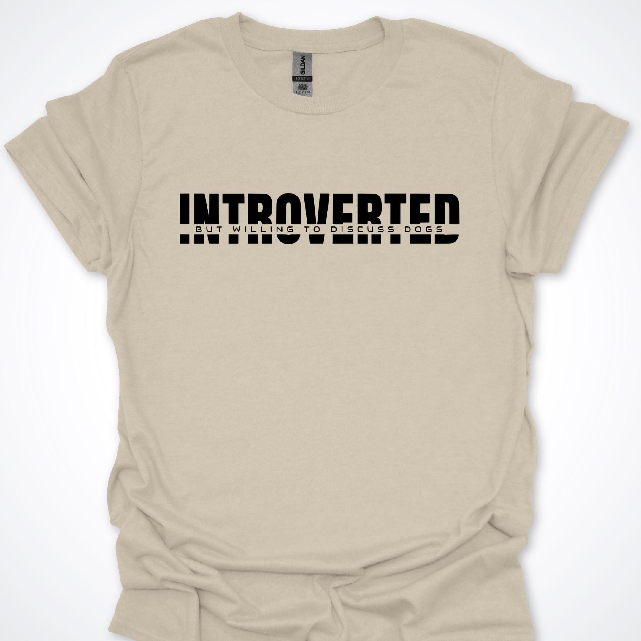 T-Shirt Natural / S Introverted But Willing To Discuss Dogs Minimalist Premium Unisex T-Shirt ReallyintoDogs