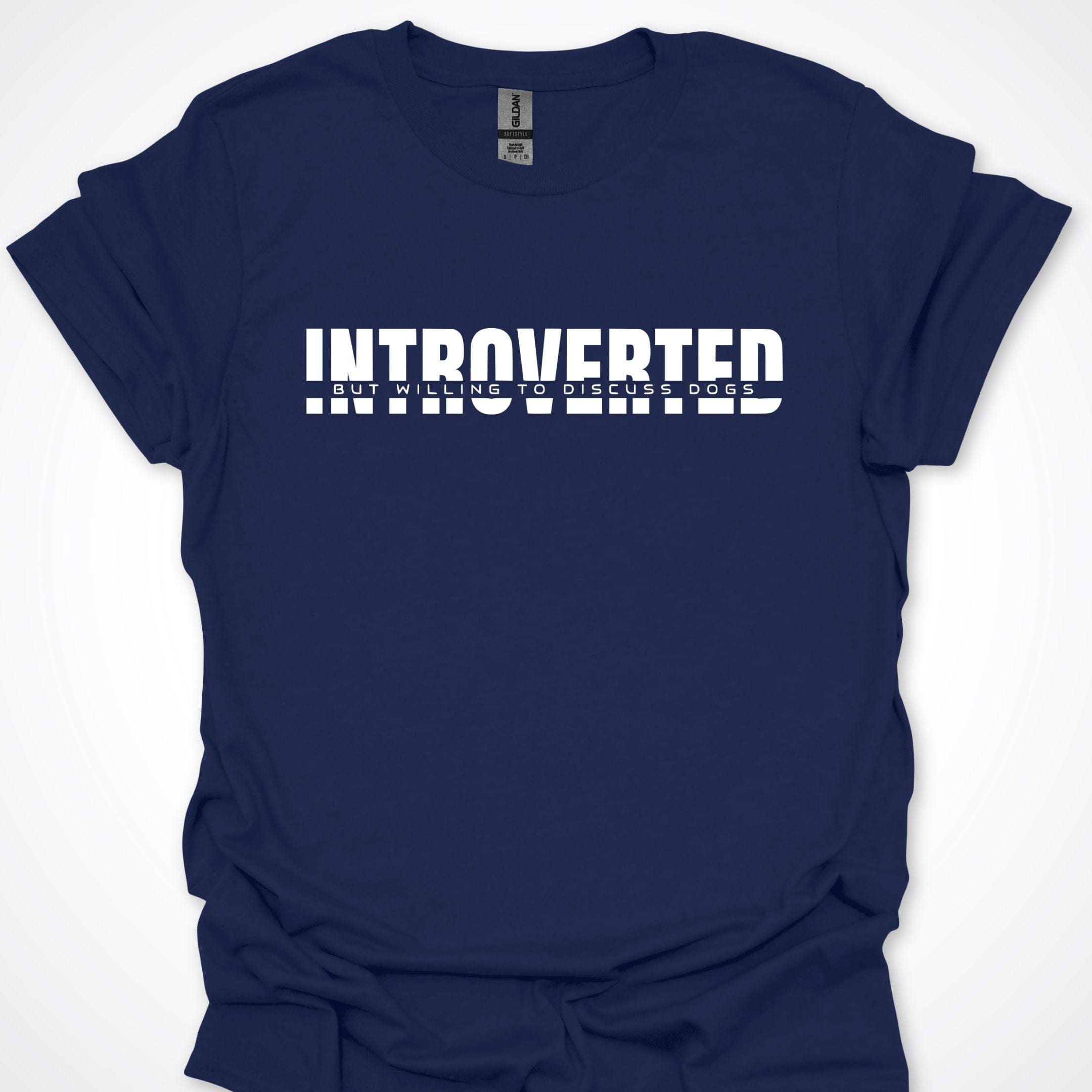 T-Shirt Navy / S Introverted But Willing To Discuss Dogs Minimalist Premium Unisex T-Shirt ReallyintoDogs