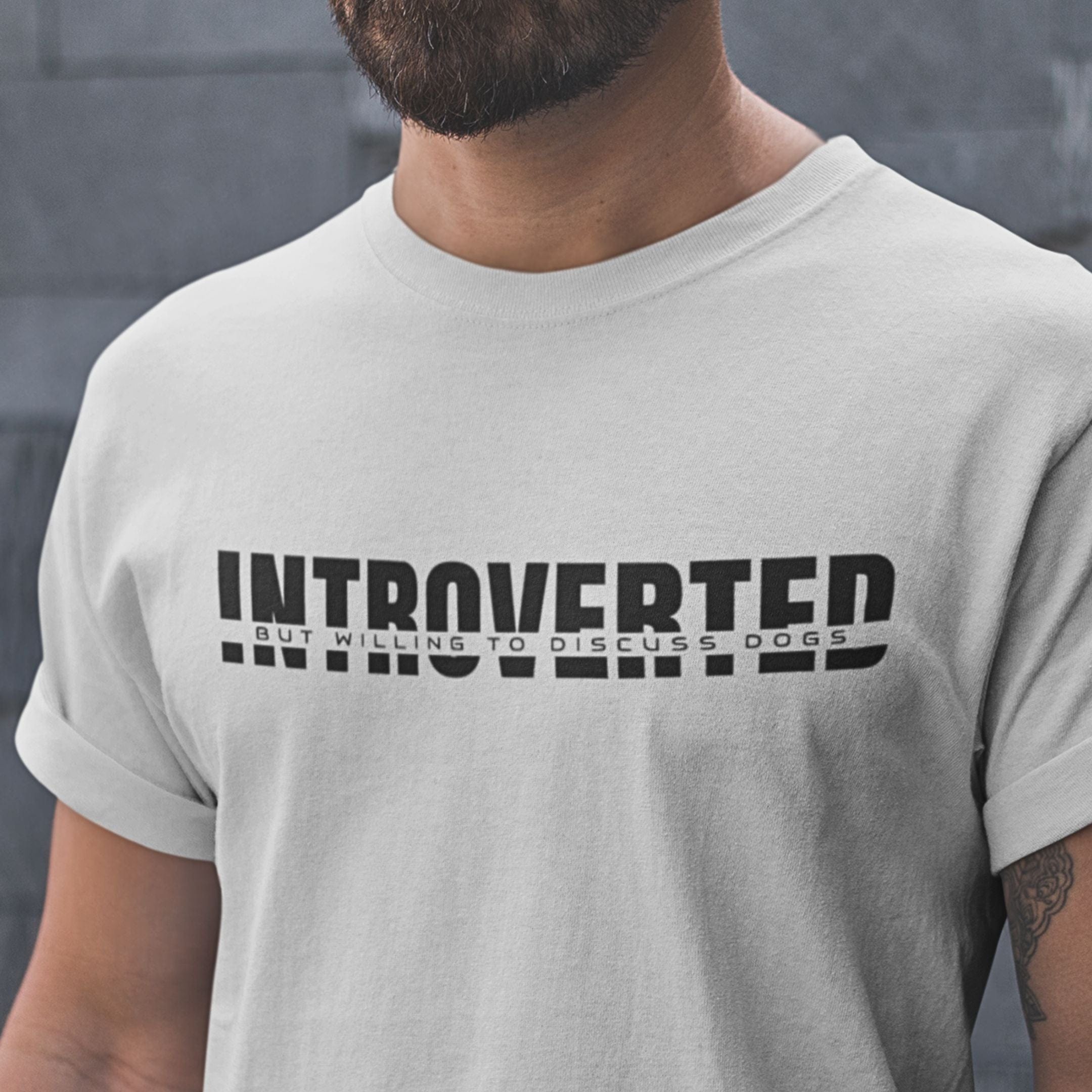 T-Shirt Introverted But Willing To Discuss Dogs Minimalist Premium Unisex T-Shirt ReallyintoDogs