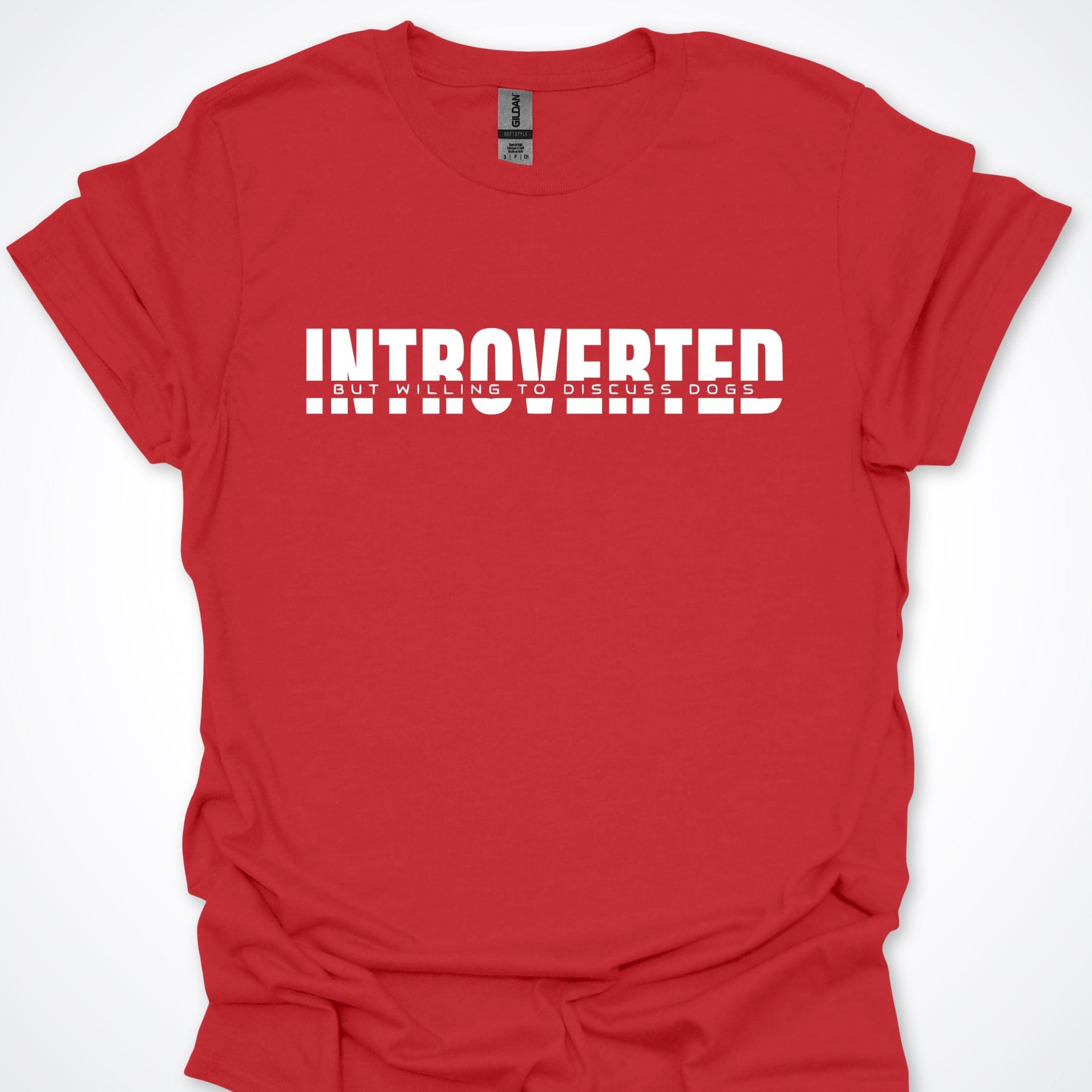 T-Shirt Red / S Introverted But Willing To Discuss Dogs Minimalist Premium Unisex T-Shirt ReallyintoDogs