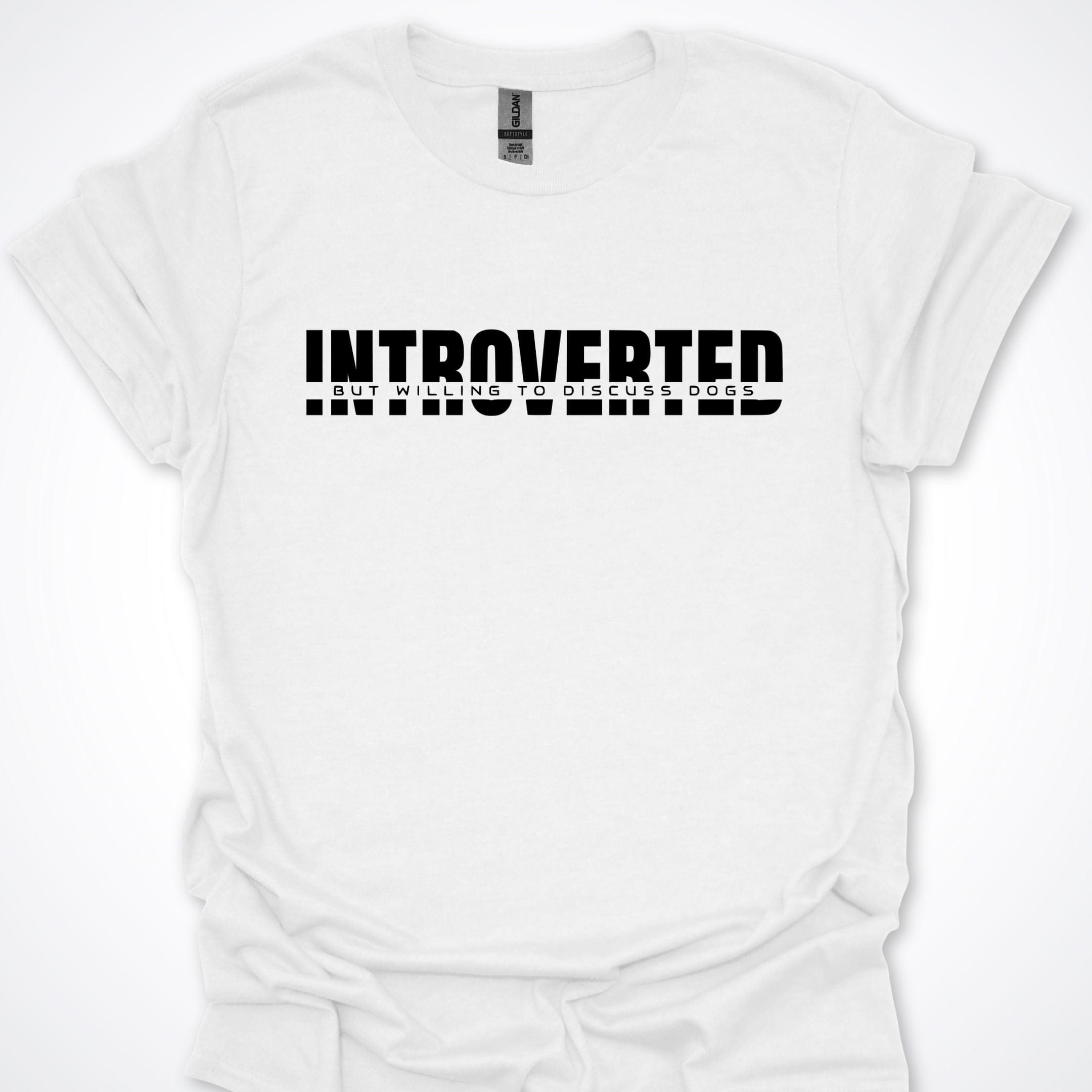 T-Shirt White / S Introverted But Willing To Discuss Dogs Minimalist Premium Unisex T-Shirt ReallyintoDogs