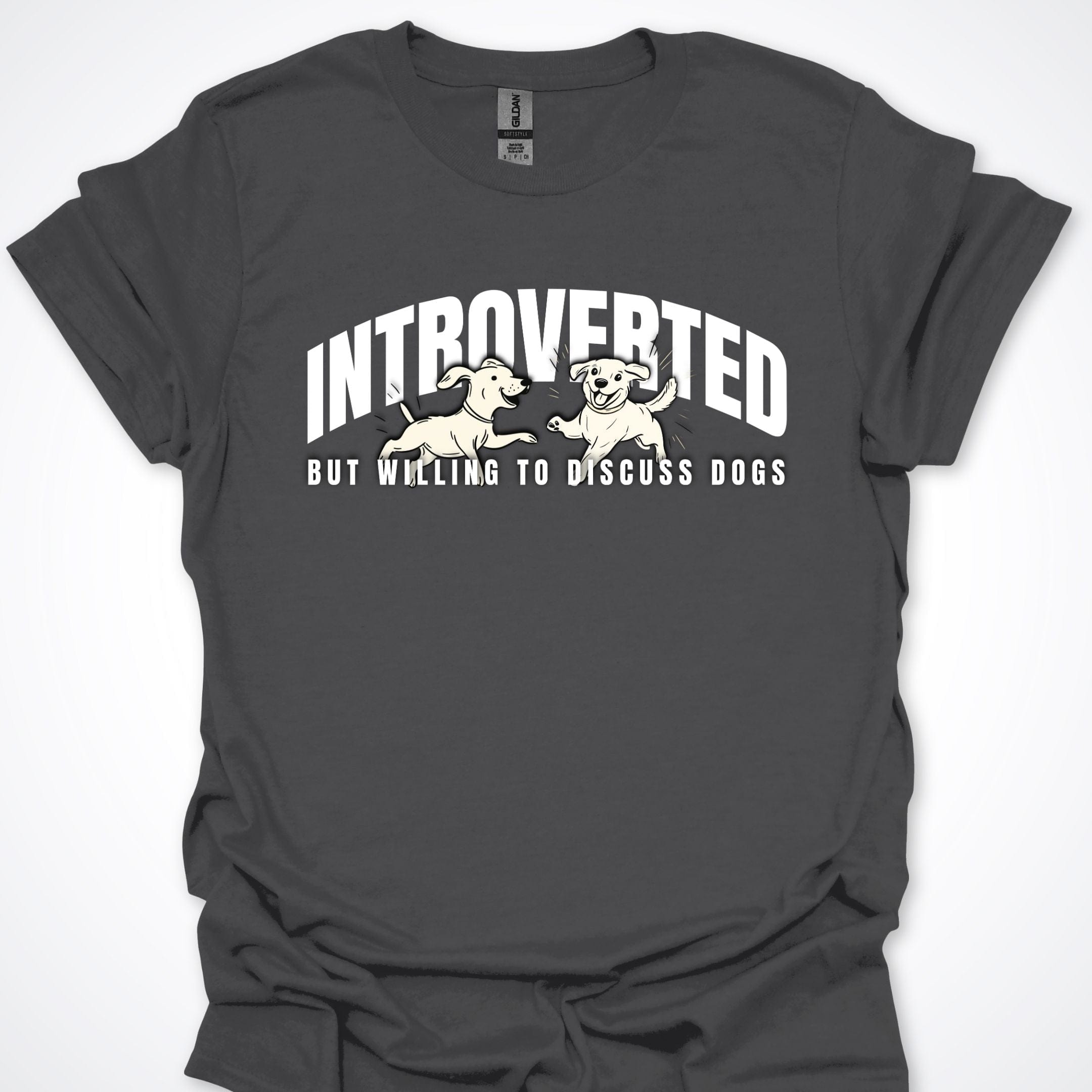 T-Shirt Charcoal / S Introverted But Willing To Discuss Dogs Playful Pups Premium Unisex T-Shirt ReallyintoDogs