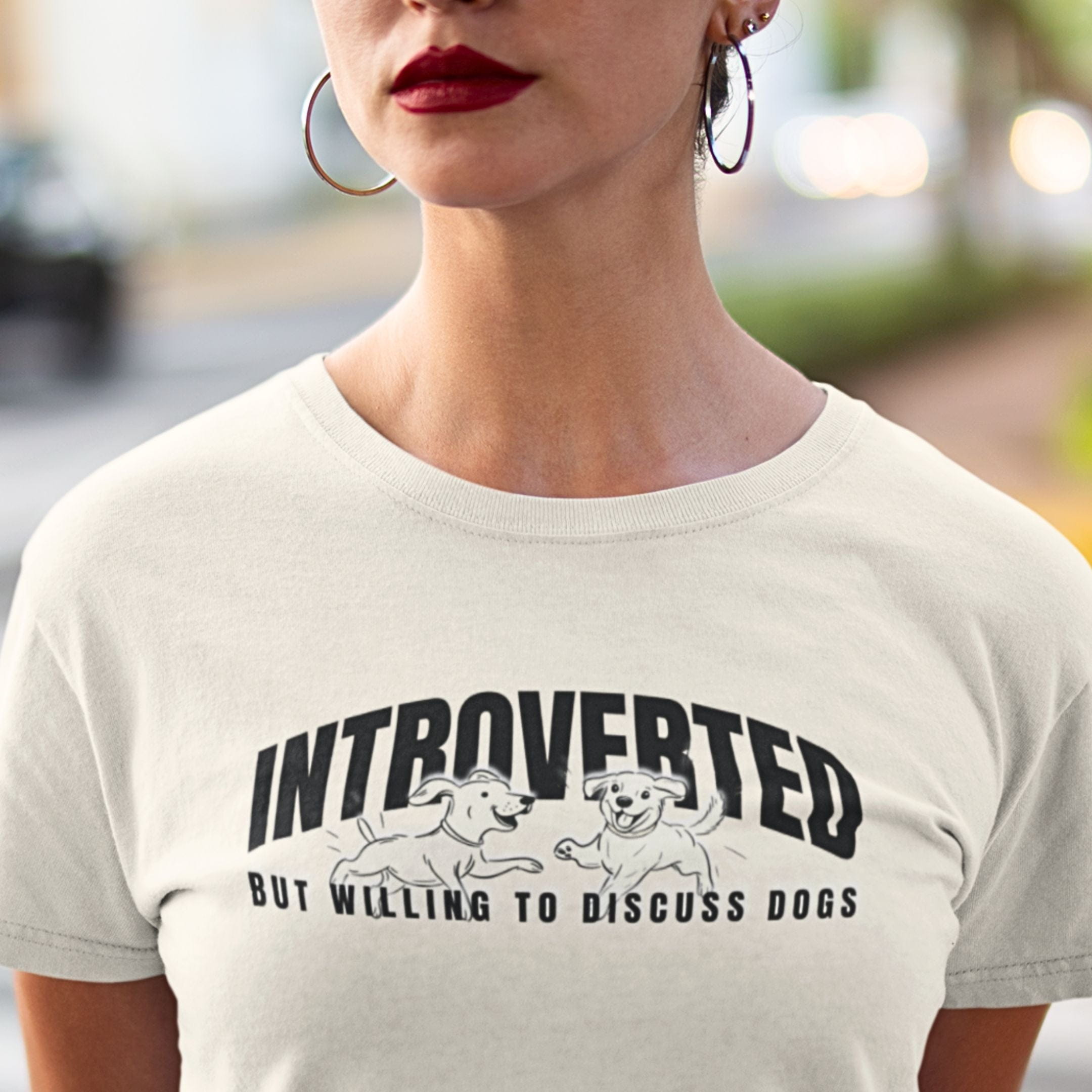 T-Shirt Introverted But Willing To Discuss Dogs Playful Pups Premium Unisex T-Shirt ReallyintoDogs