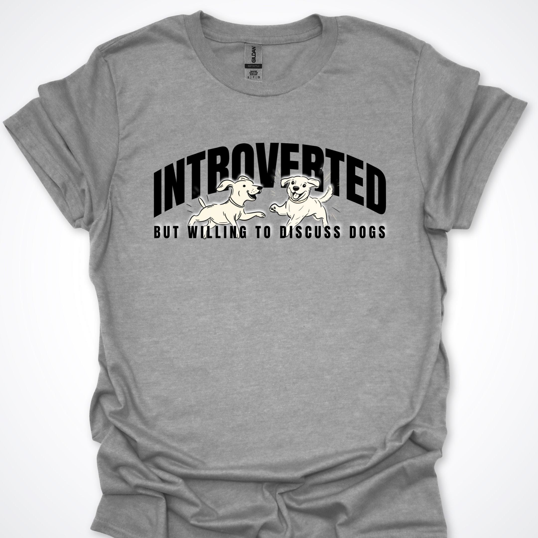 T-Shirt Sport Grey / S Introverted But Willing To Discuss Dogs Playful Pups Premium Unisex T-Shirt ReallyintoDogs