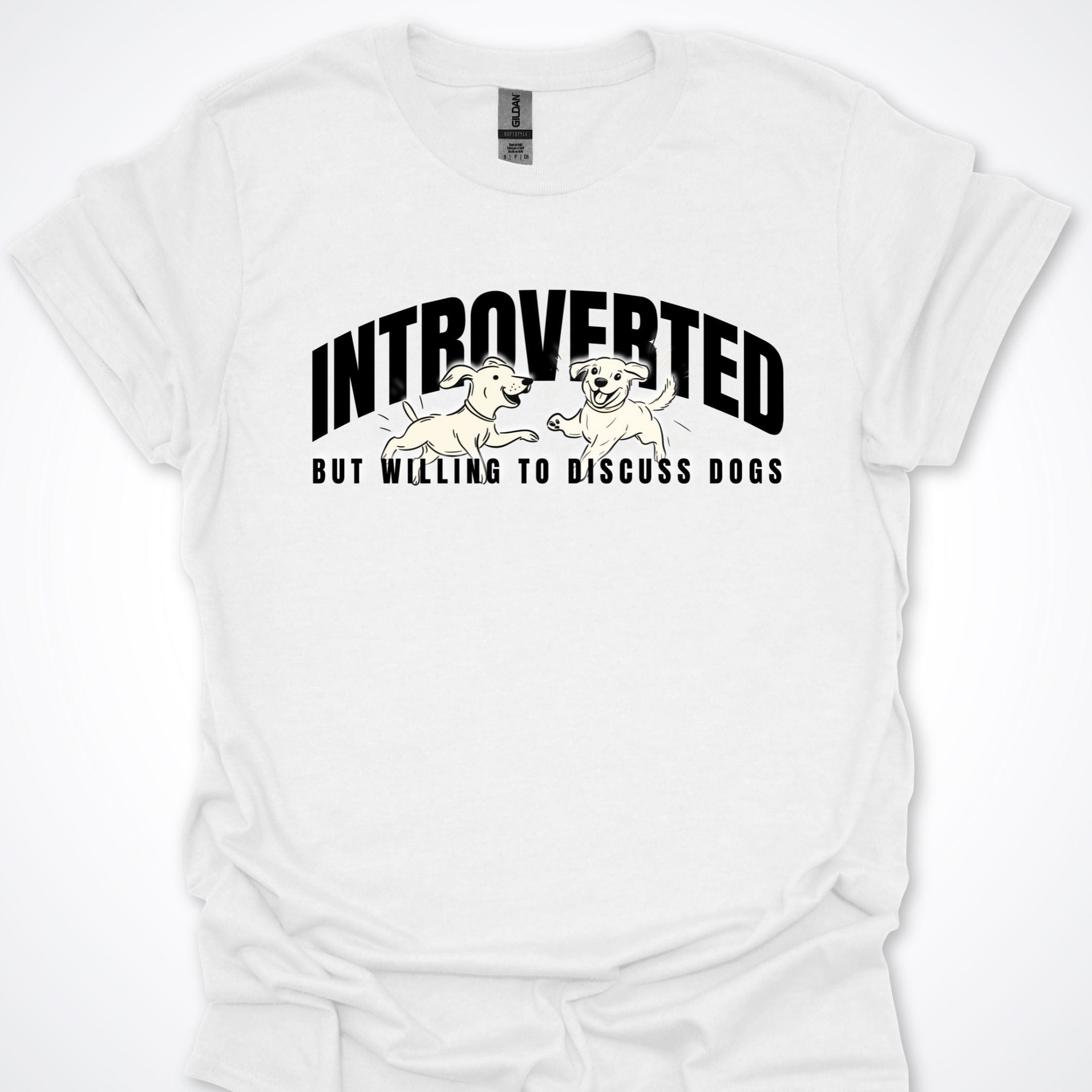 T-Shirt White / S Introverted But Willing To Discuss Dogs Playful Pups Premium Unisex T-Shirt ReallyintoDogs