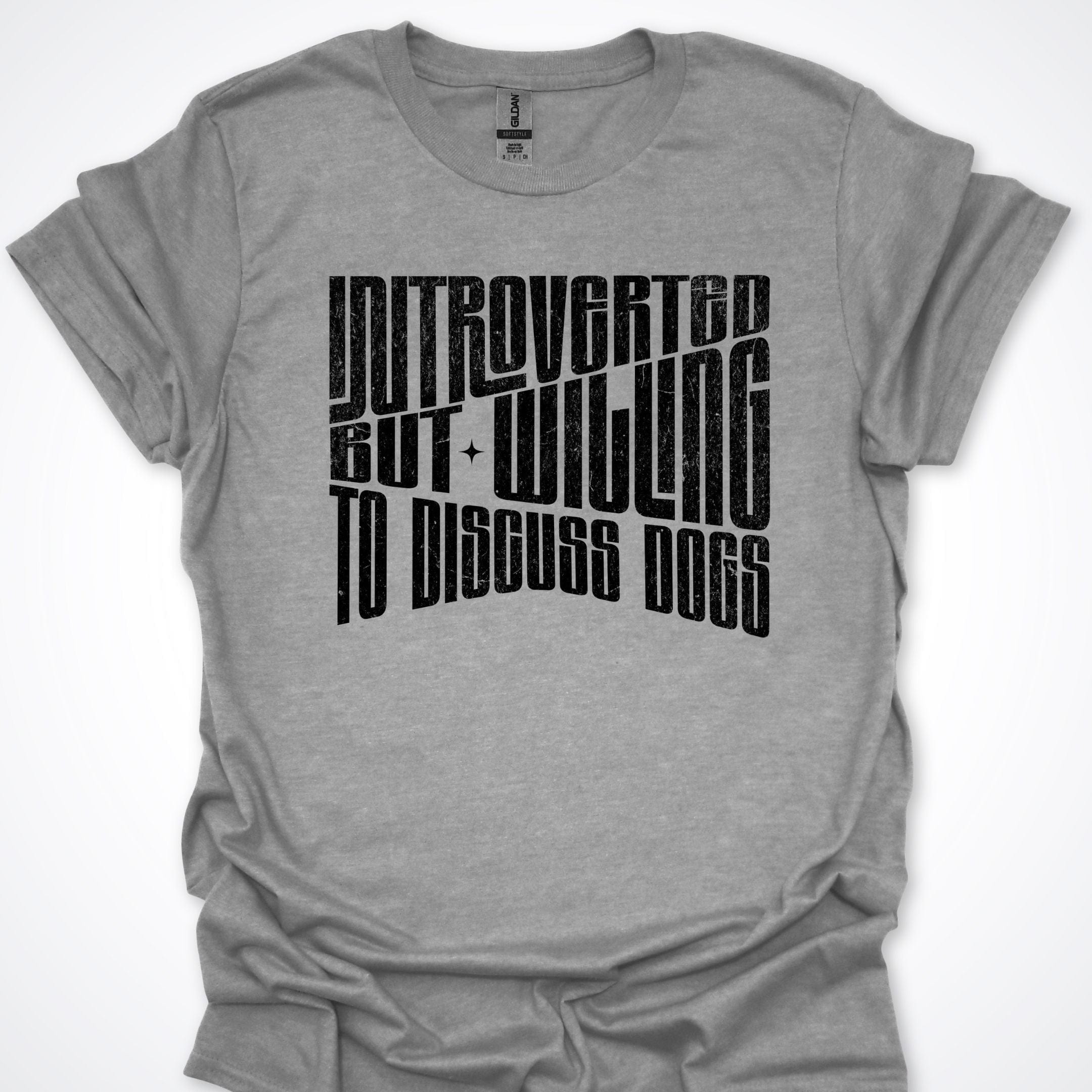 T-Shirt Sport Grey / S Introverted But Willing To Discuss Dogs Typographical Premium Unisex T-Shirt ReallyintoDogs