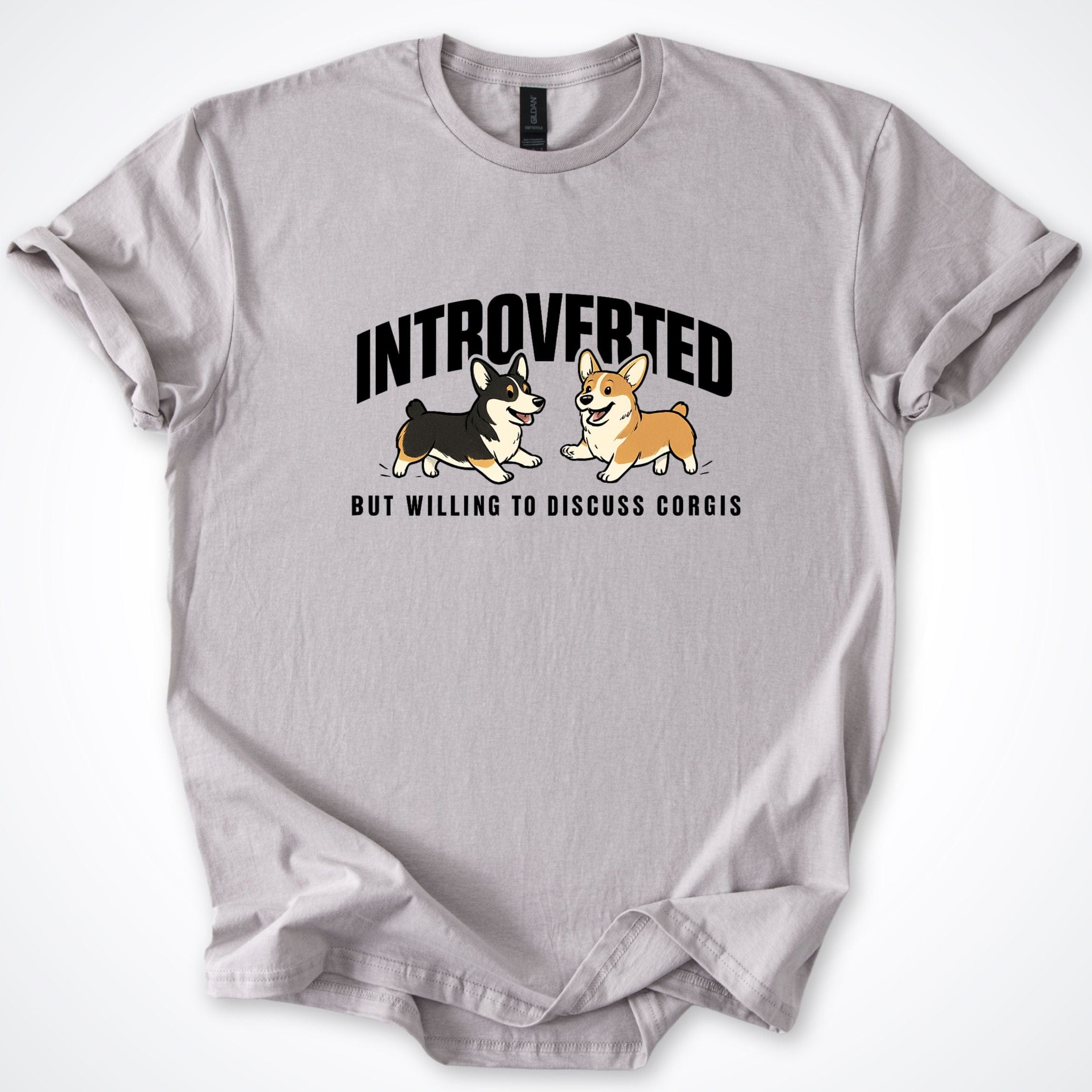 T-Shirt Ice Grey / S Introverted But Willing To Discuss Pembroke Corgi T-Shirt ReallyintoDogs