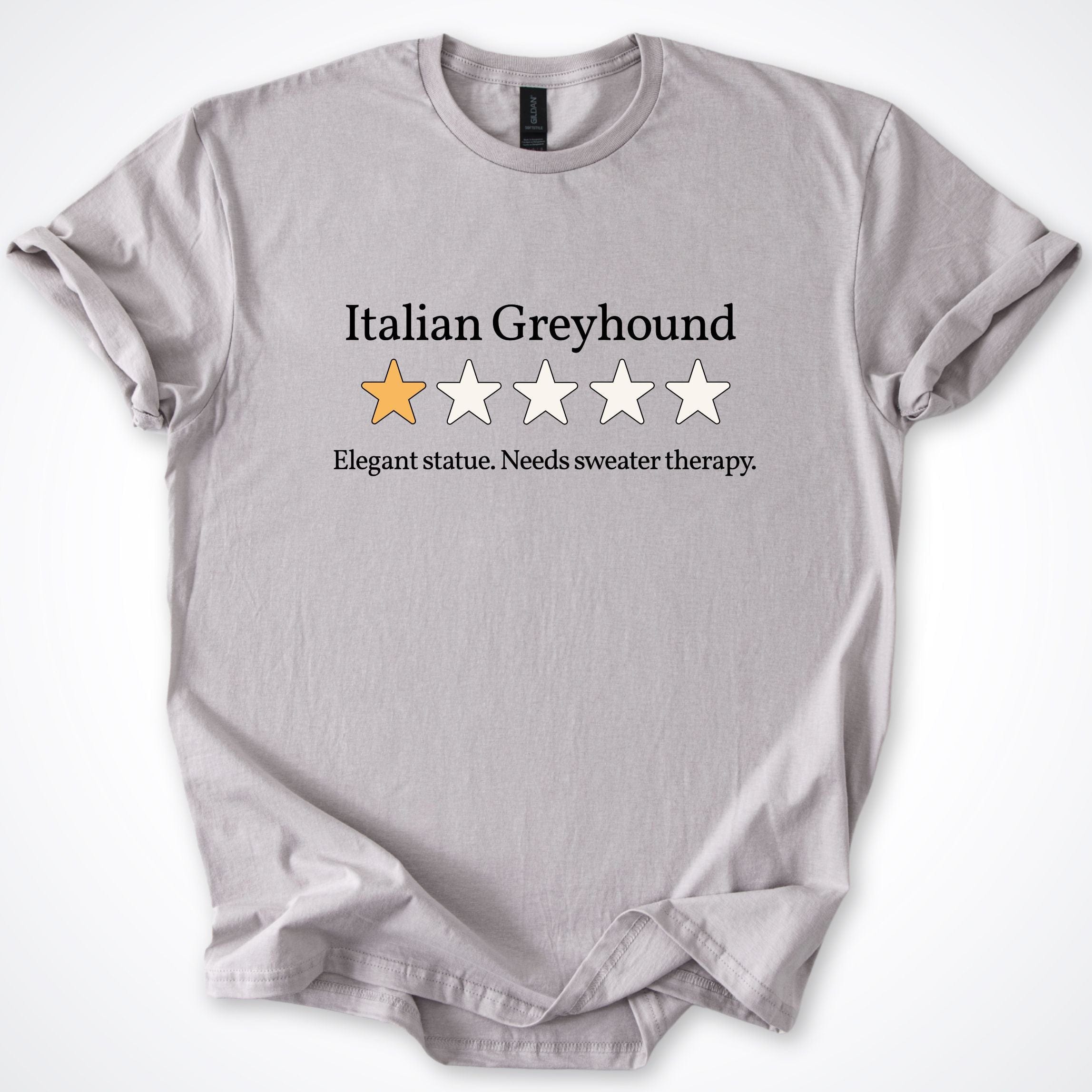 T-Shirt Ice Grey / S Italian Greyhound One Star Review T-Shirt ReallyintoDogs
