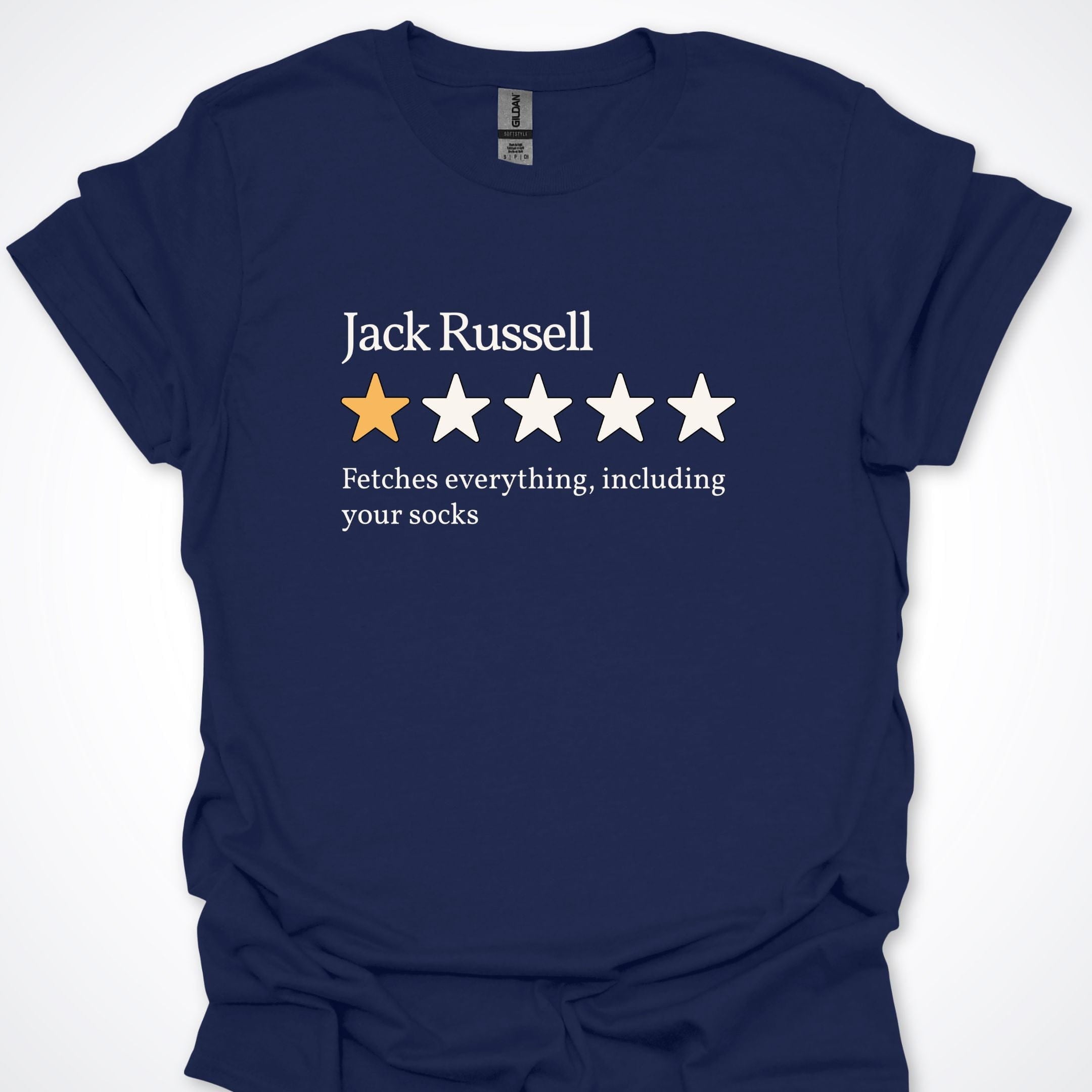 T-Shirt Navy / S Jack Russell One Star Review Premium Unisex T-Shirt ReallyintoDogs