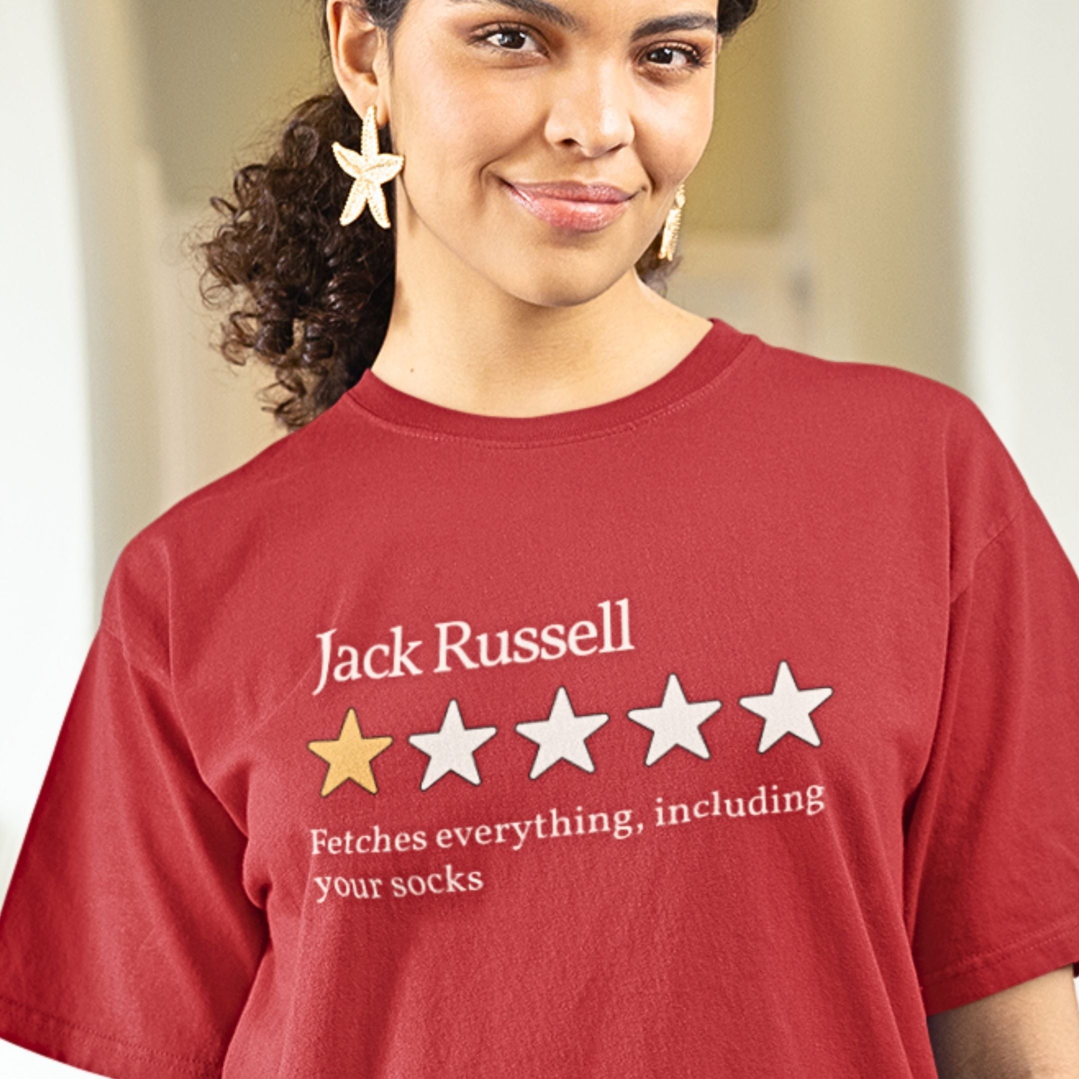 T-Shirt Jack Russell One Star Review Premium Unisex T-Shirt ReallyintoDogs