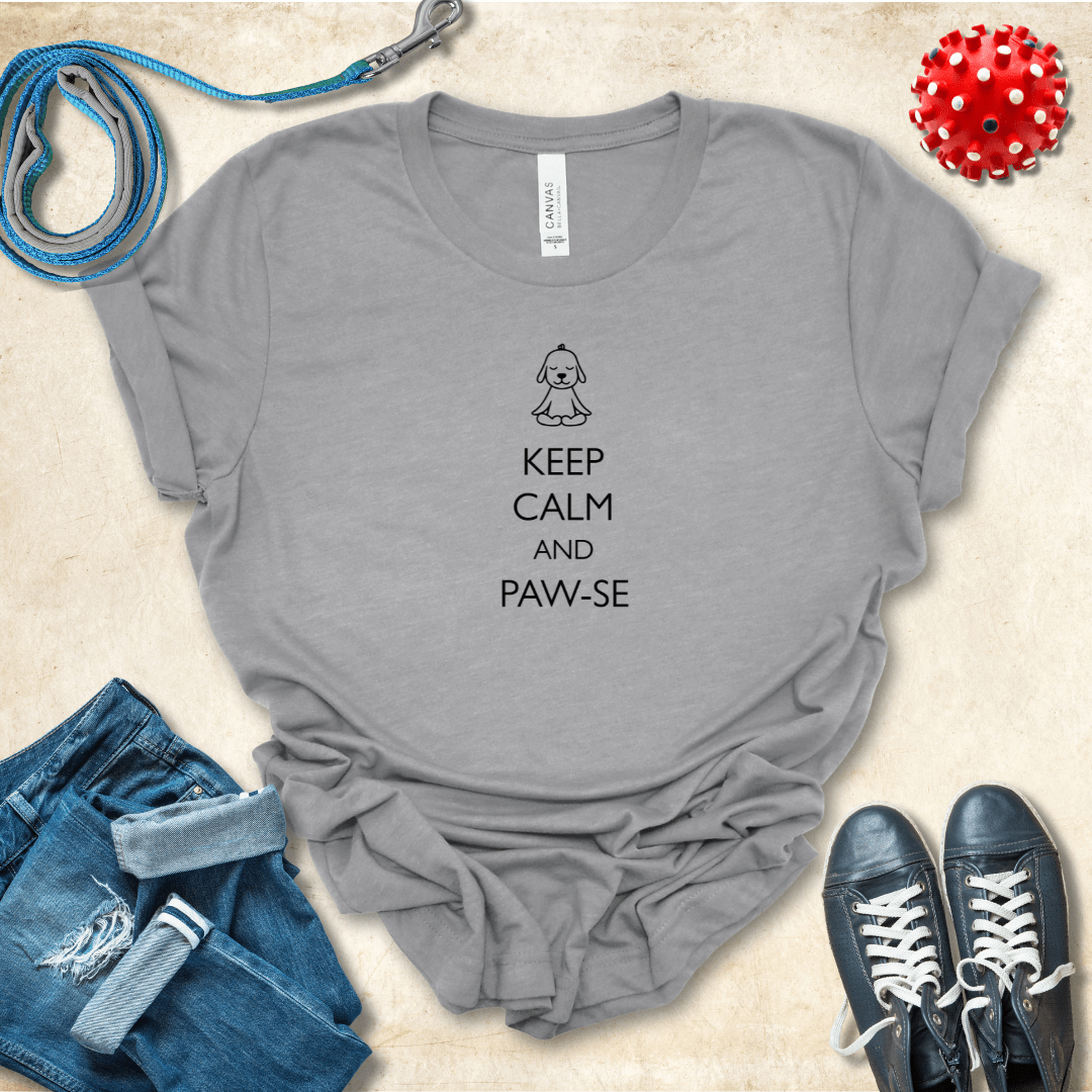 T-Shirt Athletic Heather / S Keep Calm and Pawse Premium Unisex Tee - Fun Casual Wear for Dog Lovers --reallyintothat