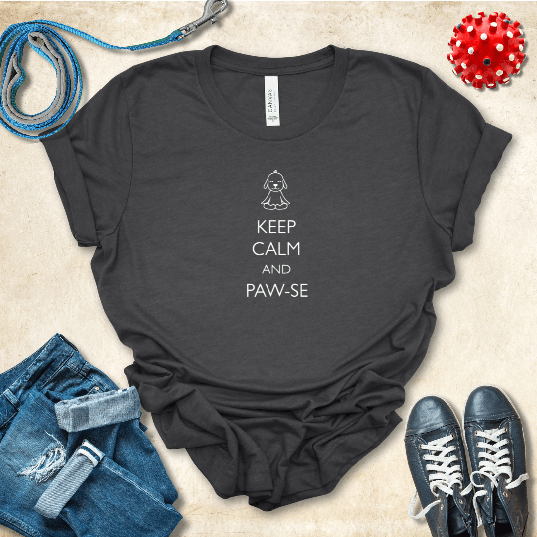 T-Shirt Dark Grey Heather / S Keep Calm and Pawse Premium Unisex Tee - Fun Casual Wear for Dog Lovers --reallyintothat