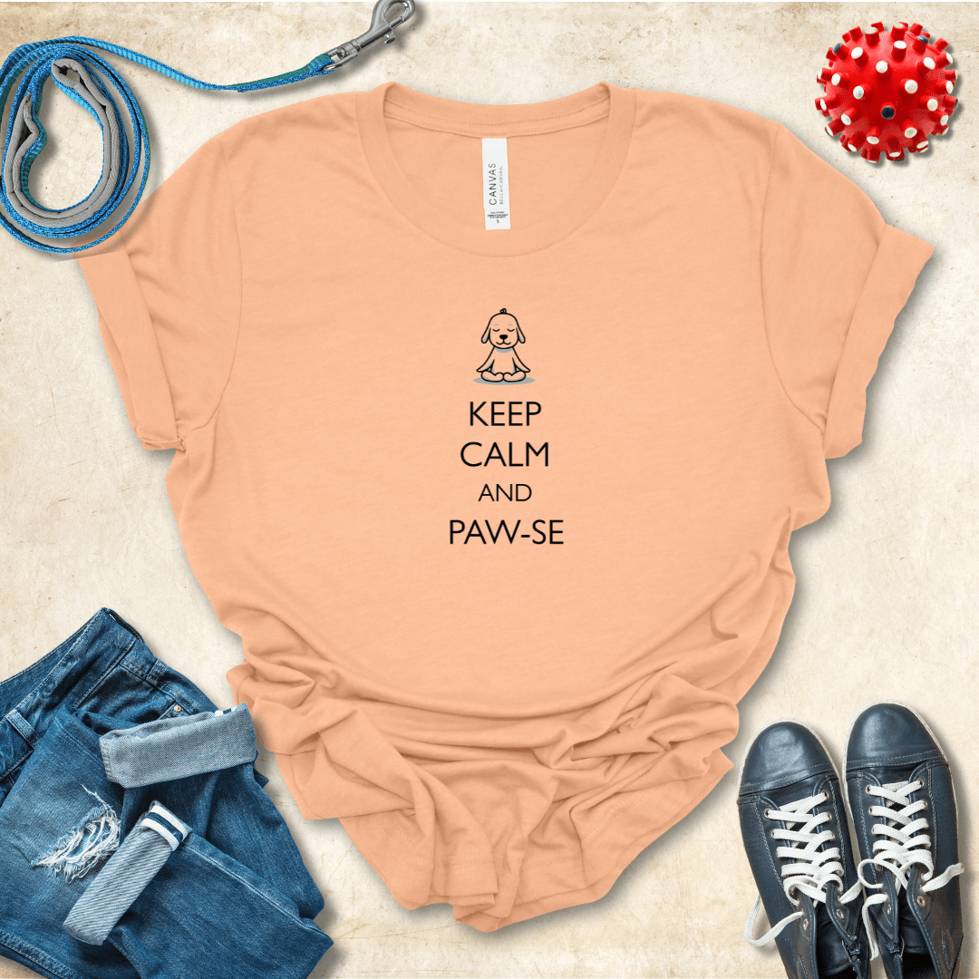 T-Shirt Heather Peach / S Keep Calm and Pawse Premium Unisex Tee - Fun Casual Wear for Dog Lovers --reallyintothat