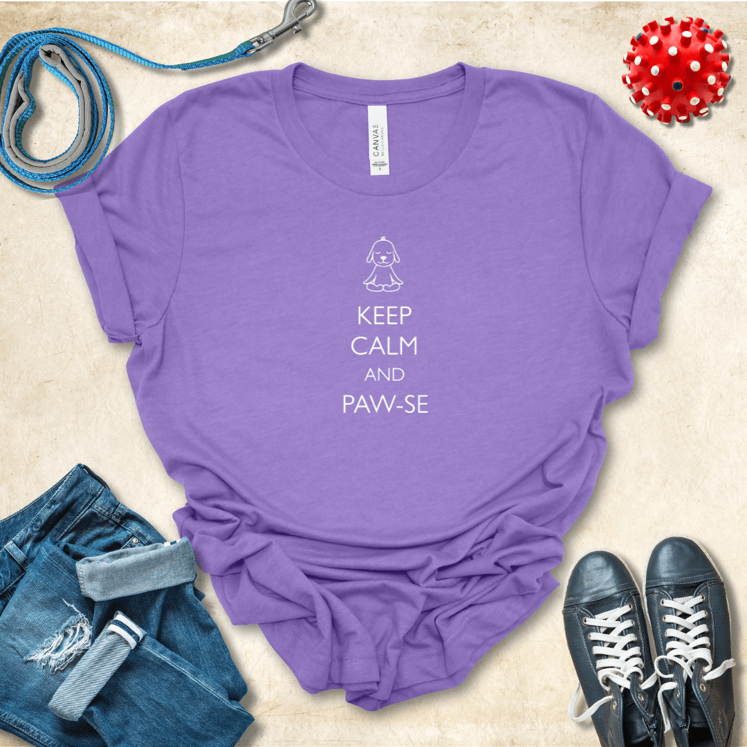 T-Shirt Heather Team Purple / S Keep Calm and Pawse Premium Unisex Tee - Fun Casual Wear for Dog Lovers --reallyintothat