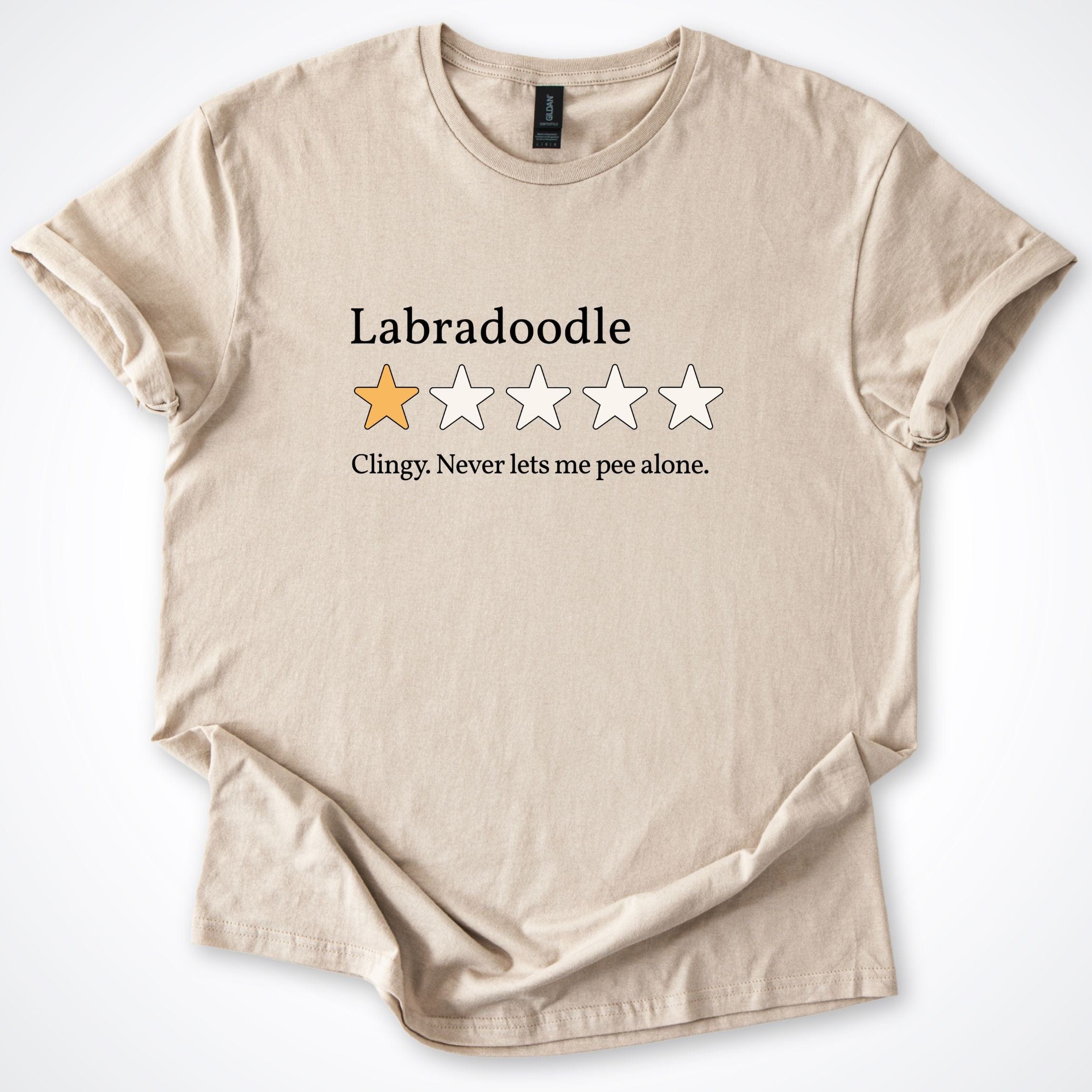 T-Shirt Sand / S Labradoodle One Star Review T-Shirt ReallyintoDogs