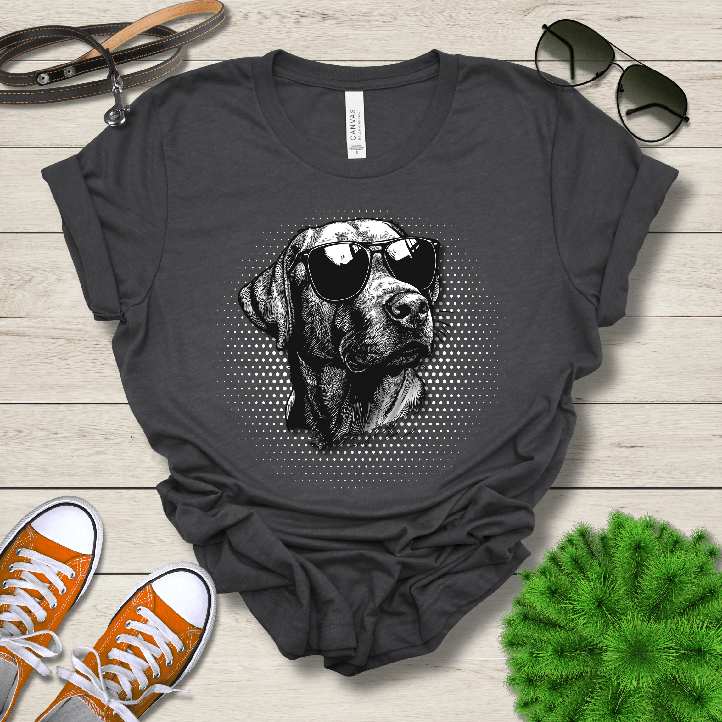 T-Shirt Dark Grey Heather / S Labrador Top Dog Cool Dog with Sunglasses Premium Unisex Tee --reallyintothat