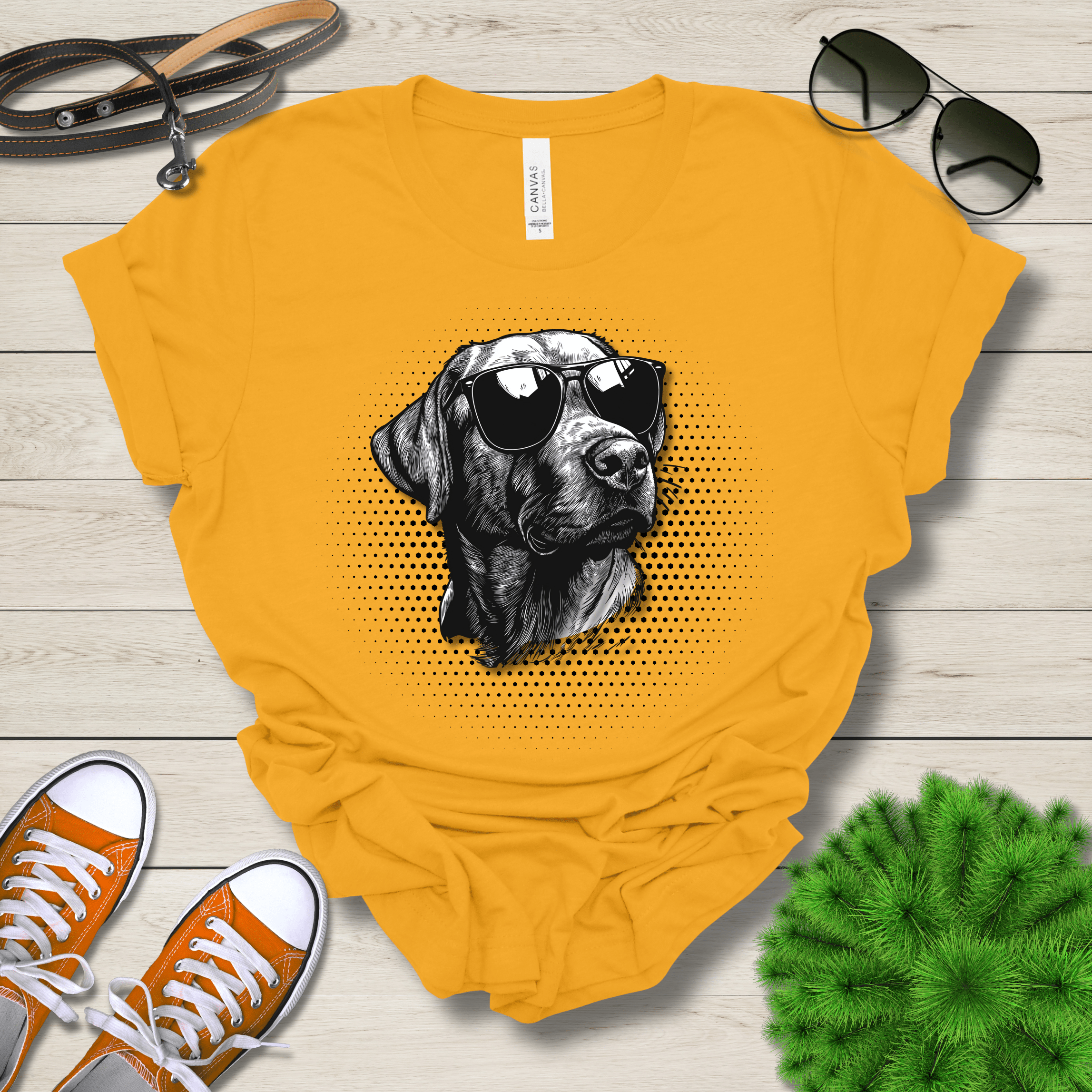 T-Shirt Gold / S Labrador Top Dog Cool Dog with Sunglasses Premium Unisex Tee --reallyintothat