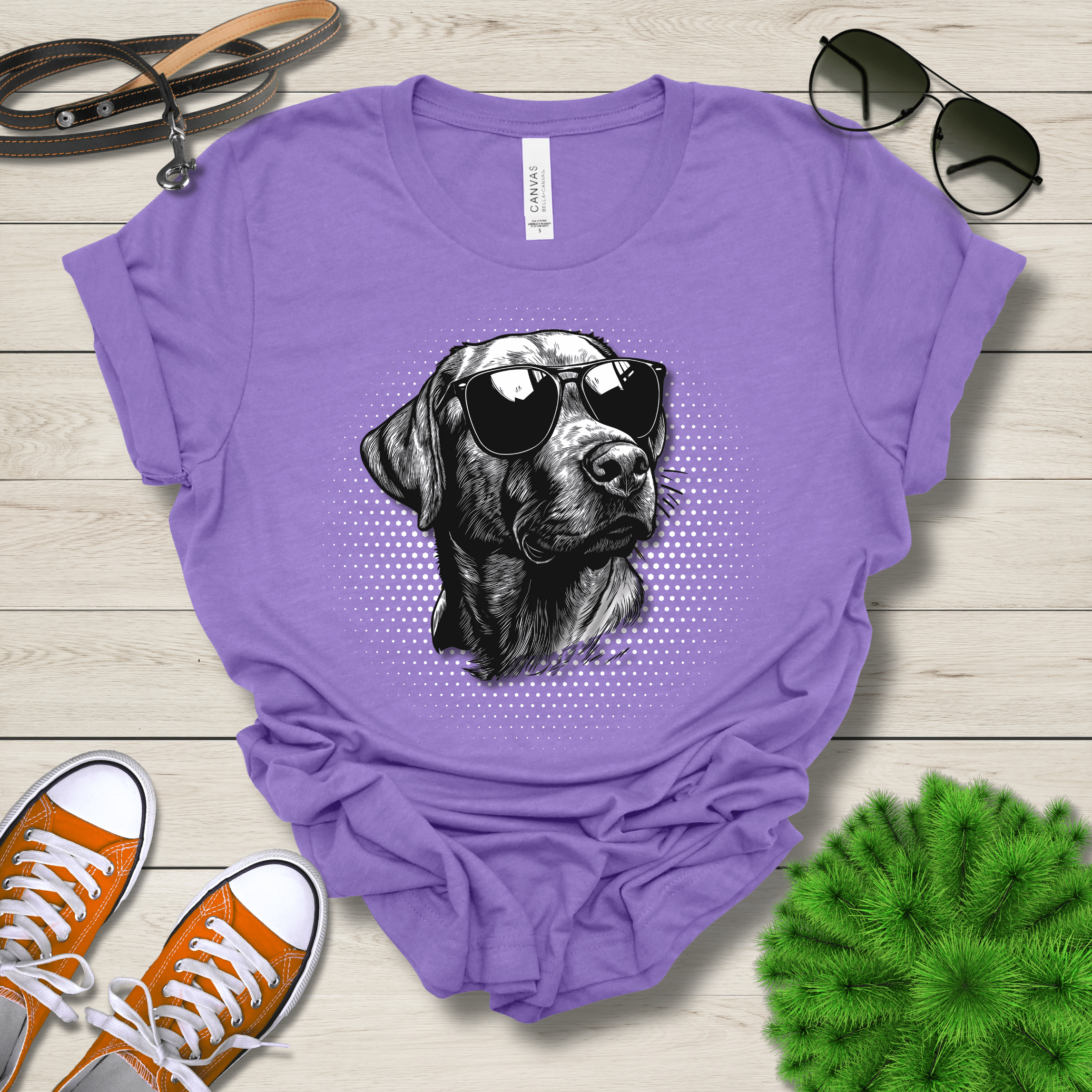 T-Shirt Heather Team Purple / S Labrador Top Dog Cool Dog with Sunglasses Premium Unisex Tee --reallyintothat