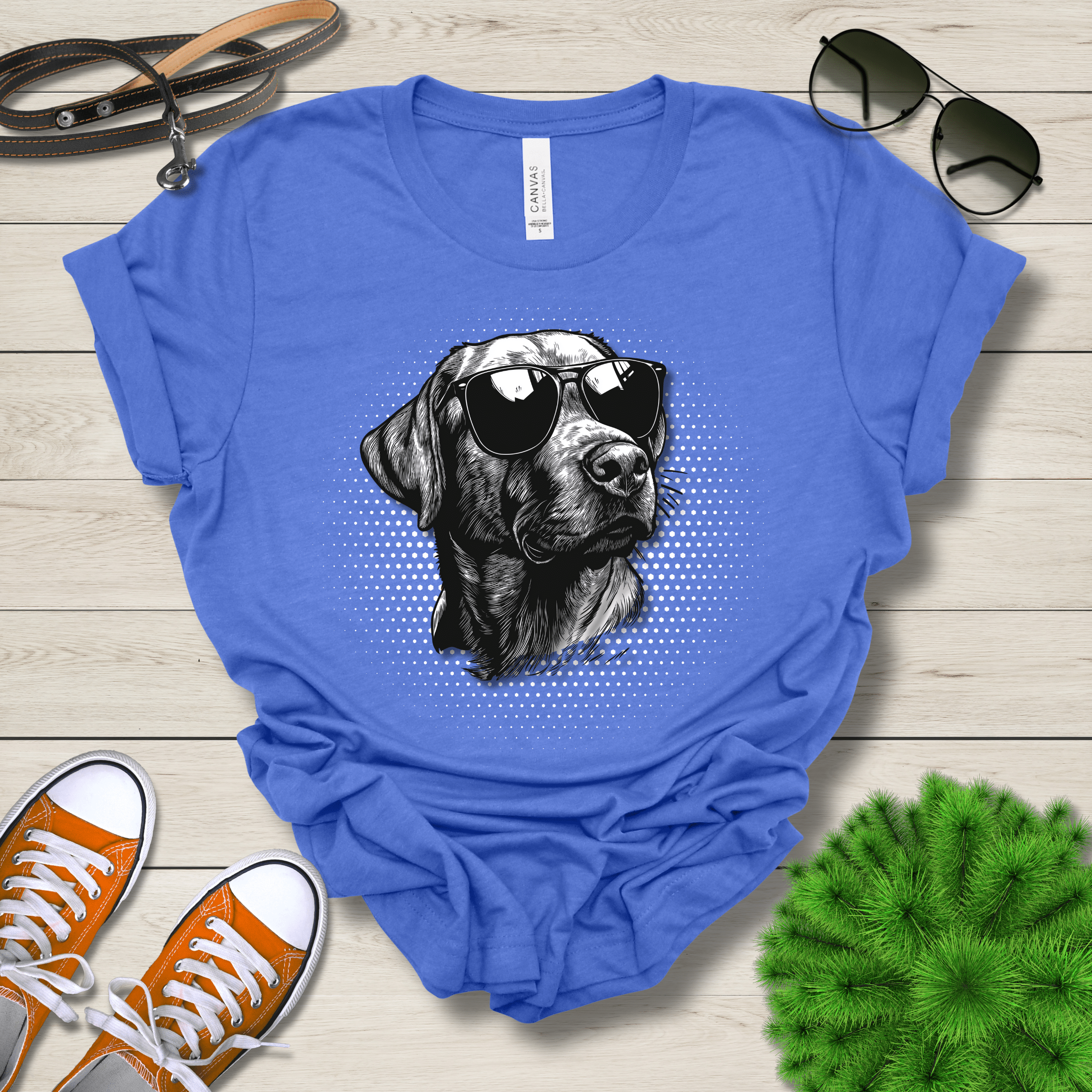 T-Shirt Heather True Royal / S Labrador Top Dog Cool Dog with Sunglasses Premium Unisex Tee --reallyintothat