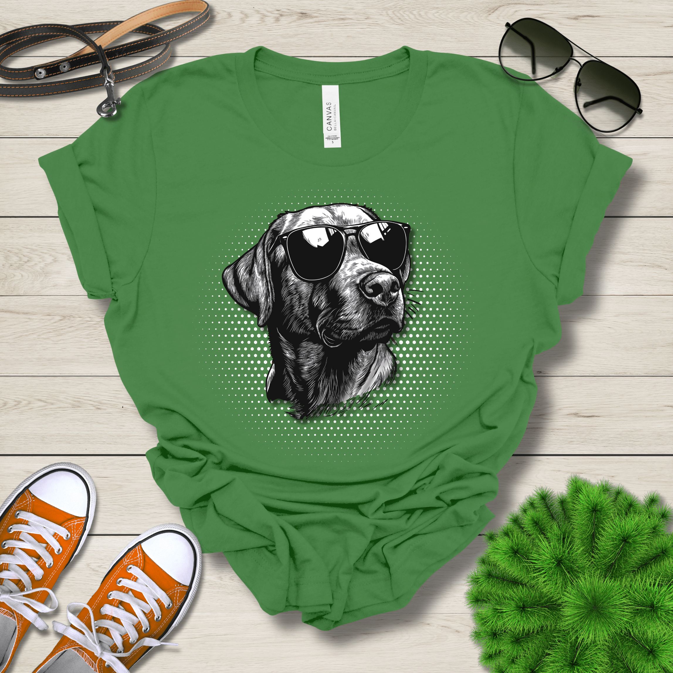 T-Shirt Leaf / S Labrador Top Dog Cool Dog with Sunglasses Premium Unisex Tee --reallyintothat