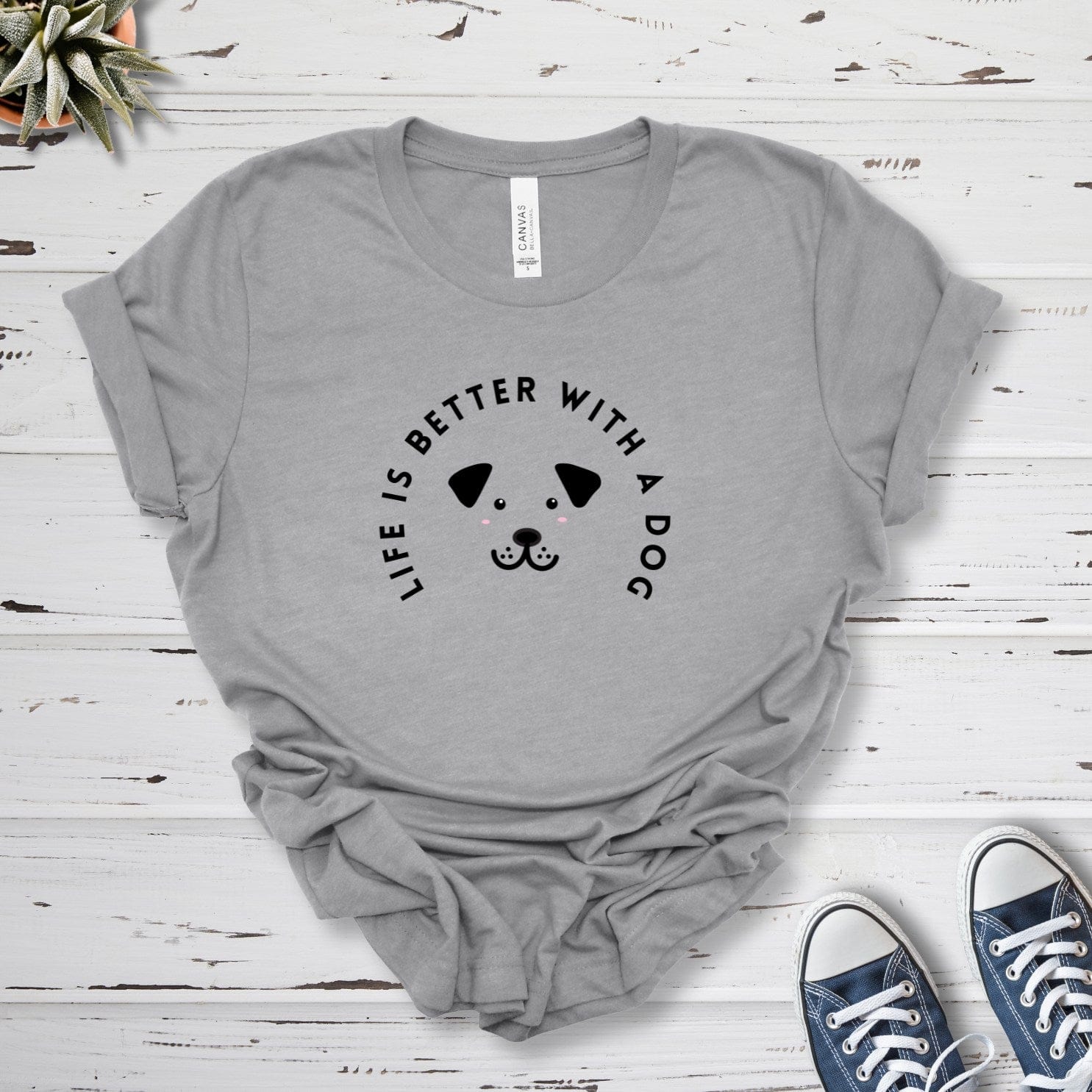 T-Shirt Athletic Heather / S Life Is Better With A Dog Premium Unisex T-Shirt --reallyintothat