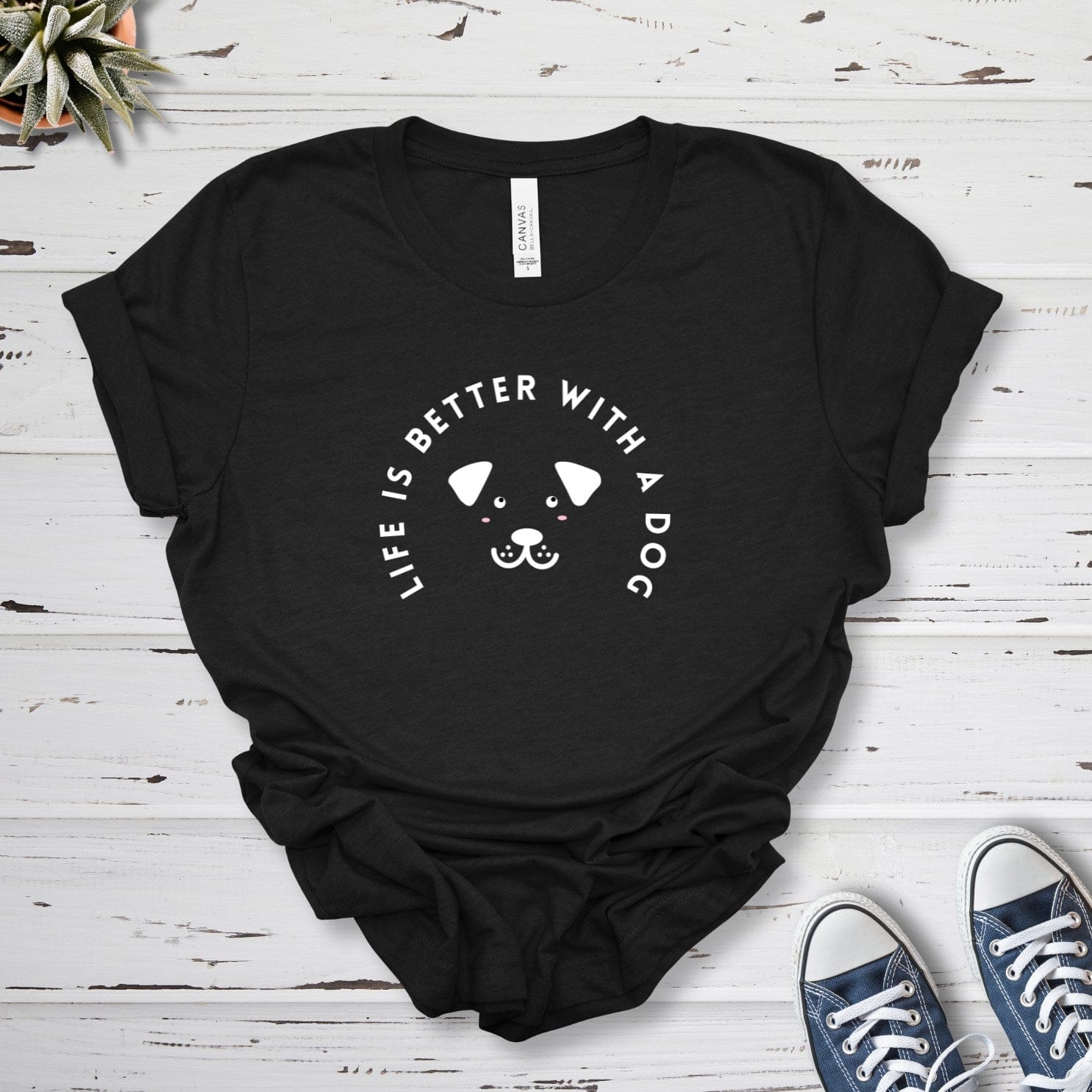 T-Shirt Black Heather / S Life Is Better With A Dog Premium Unisex T-Shirt --reallyintothat