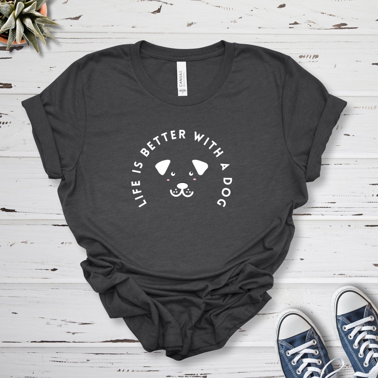 T-Shirt Dark Grey Heather / S Life Is Better With A Dog Premium Unisex T-Shirt --reallyintothat