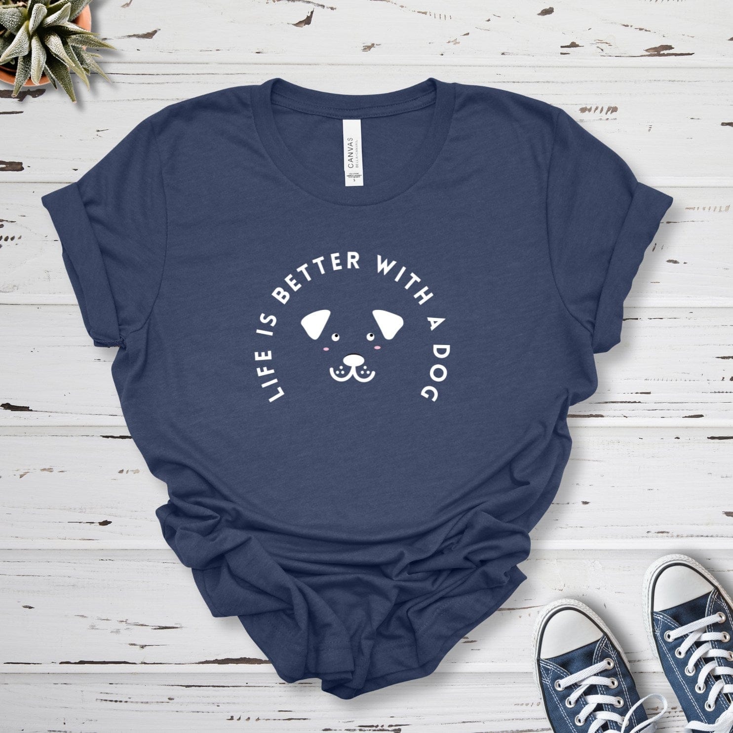 T-Shirt Heather Navy / S Life Is Better With A Dog Premium Unisex T-Shirt --reallyintothat