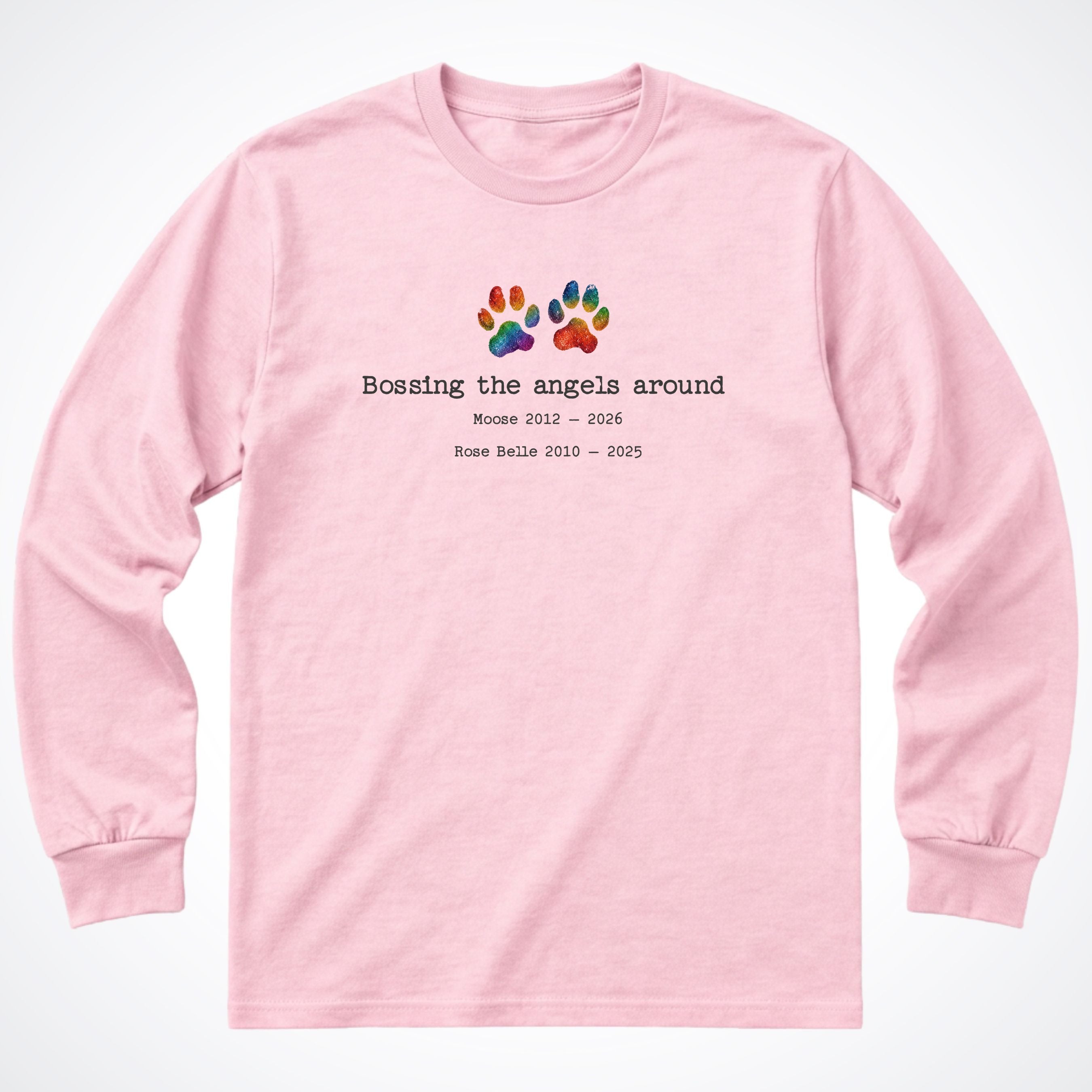 Bossing The Angels Around 2 Dogs - Personalized Memorial Long Sleeve Shirt