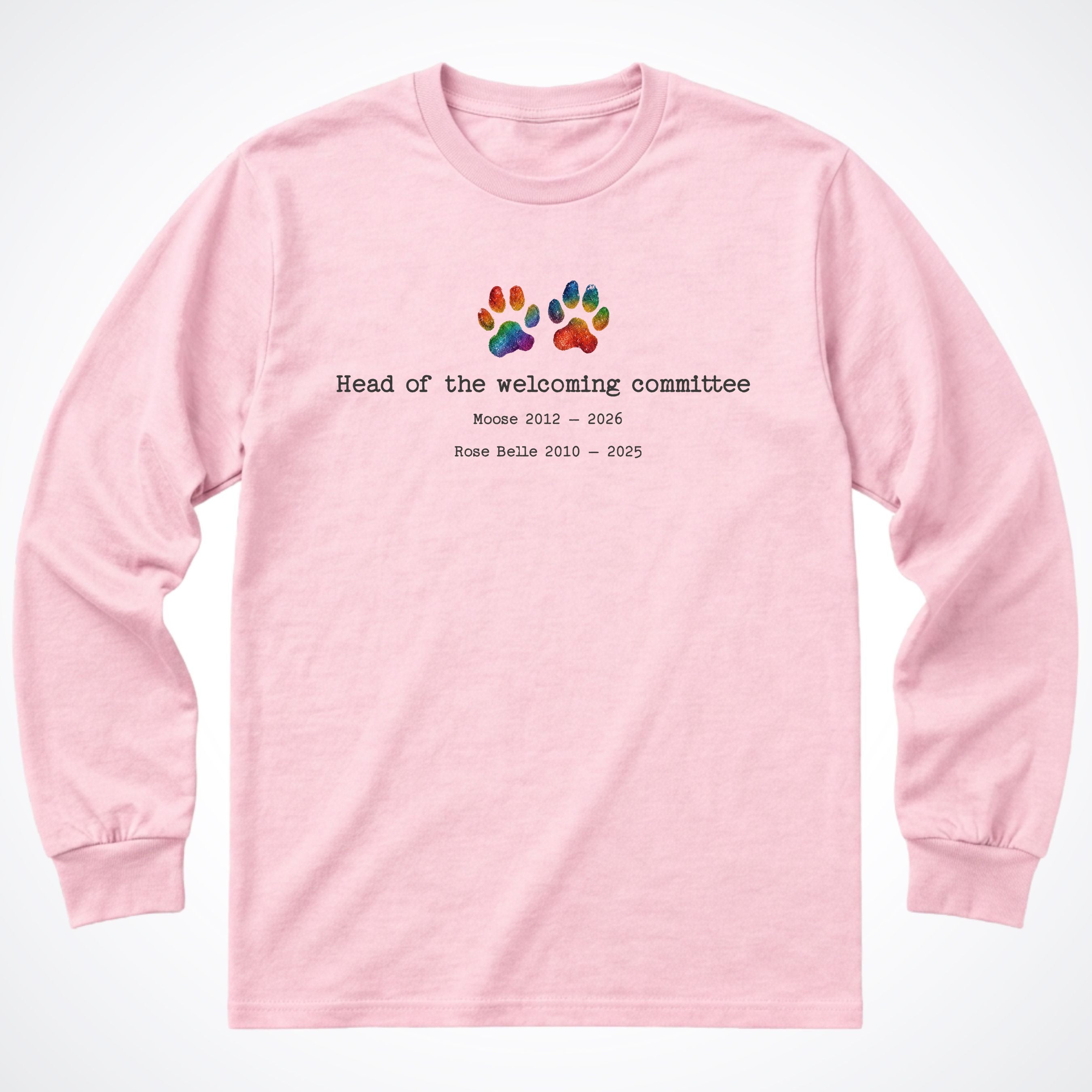 Head Of The Welcoming Committee 2 Dogs - Personalized Memorial Long Sleeve Shirt