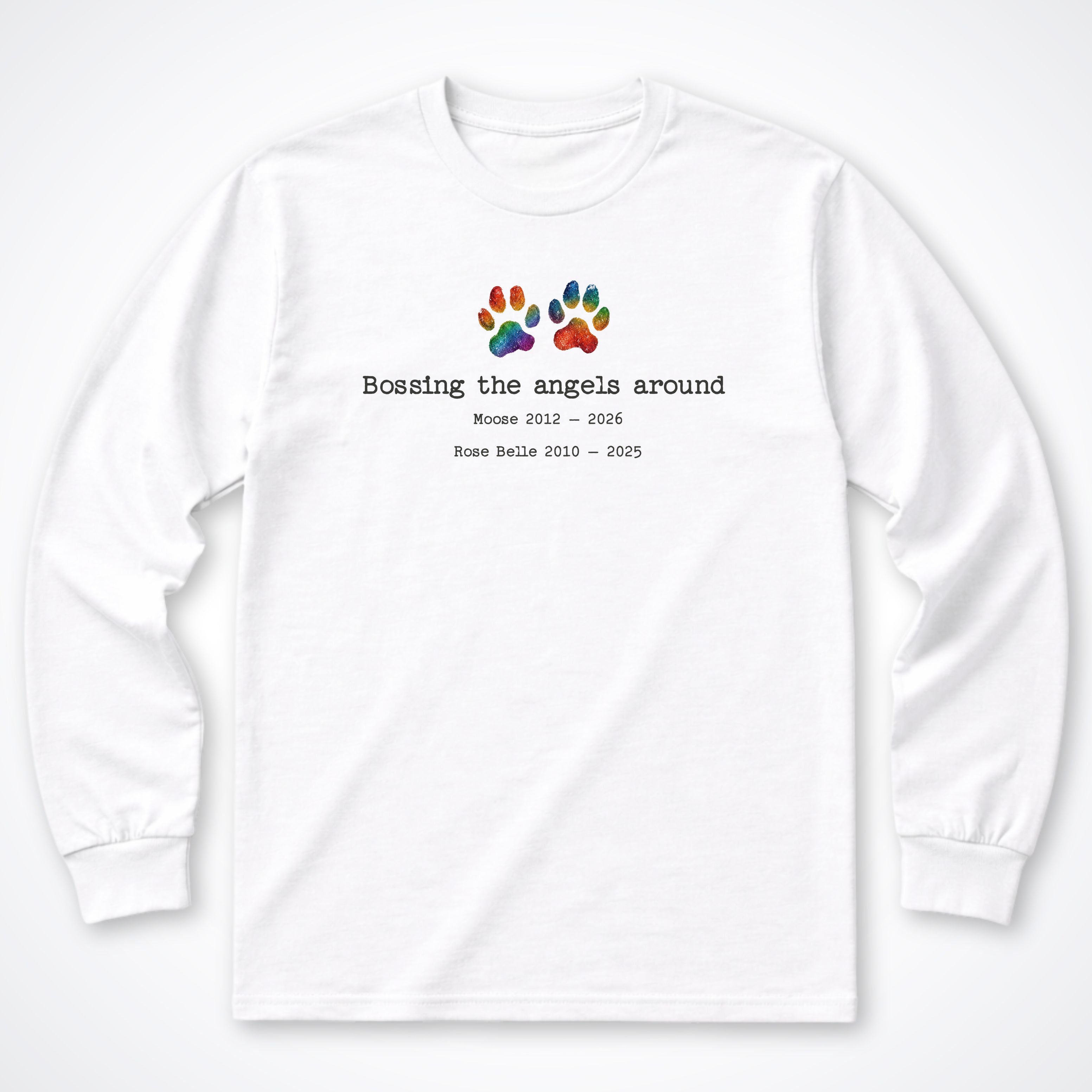 Bossing The Angels Around 2 Dogs - Personalized Memorial Long Sleeve Shirt