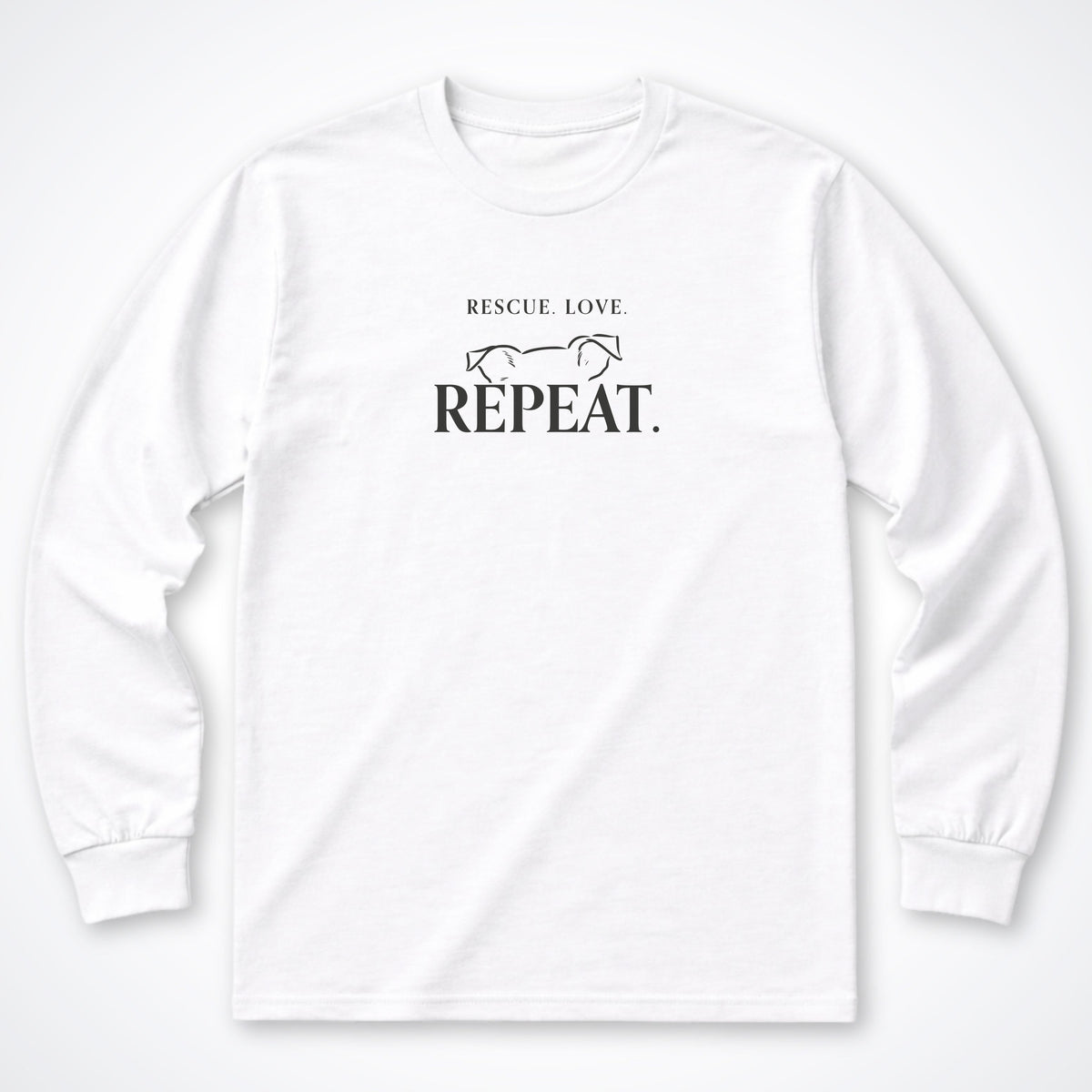 Rescue. Love. Repeat. Peeking Over Long Sleeve Shirt